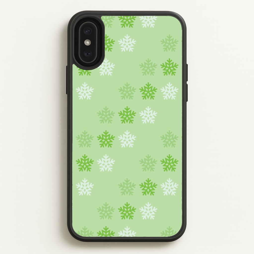 Green Slowflakes Christmas Pattern iPhone XS Max Case