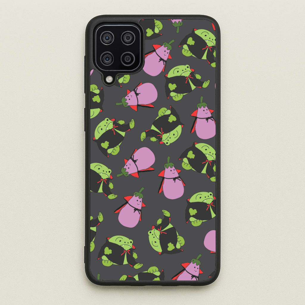 Vampire Frogs And Vegetables Pattern - Halloween Galaxy A12 Case