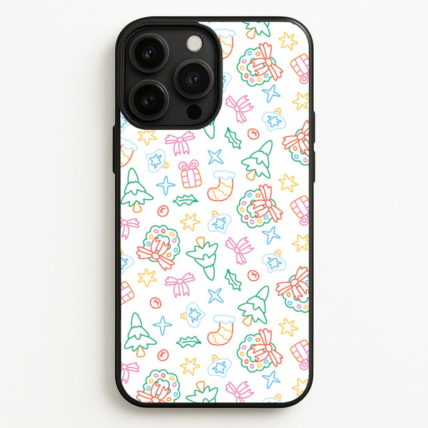 Neon Christmas Icons Pattern II iPhone 13 Pro Max Case