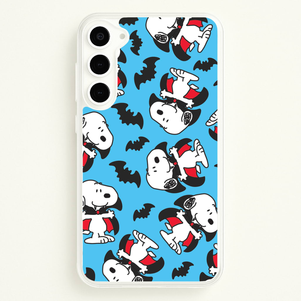 Cartoon Beagle Vampire And Bats Pattern Galaxy S23 Case