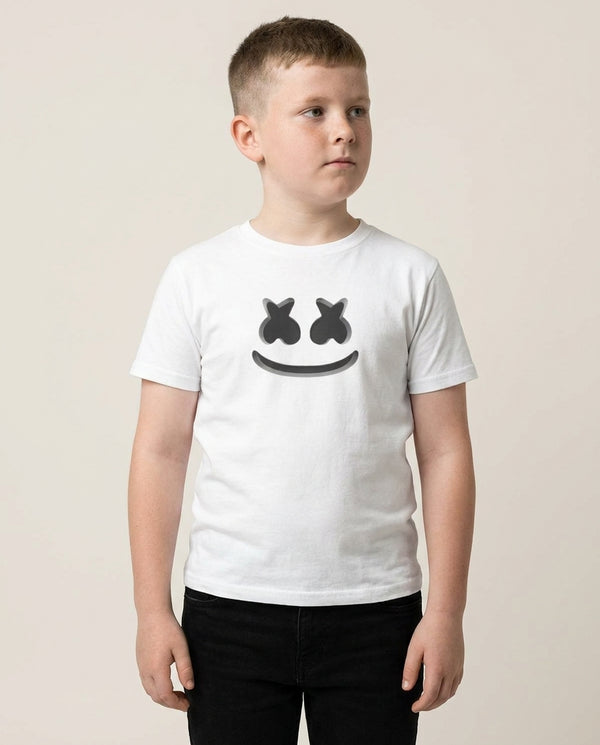 White Helmet DJ Helmet Kids T-Shirt — White Front, worn