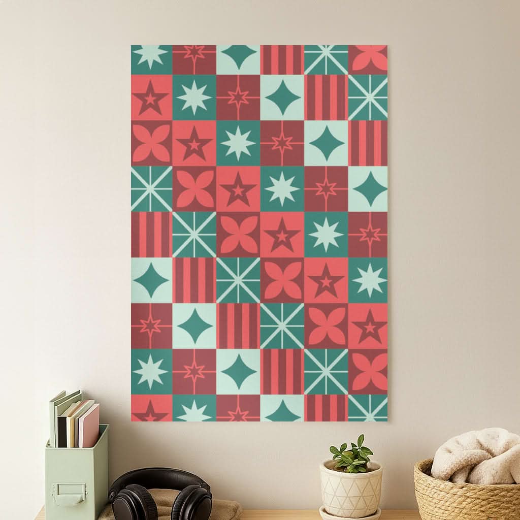 Geometric Square Christmas Pattern Poster