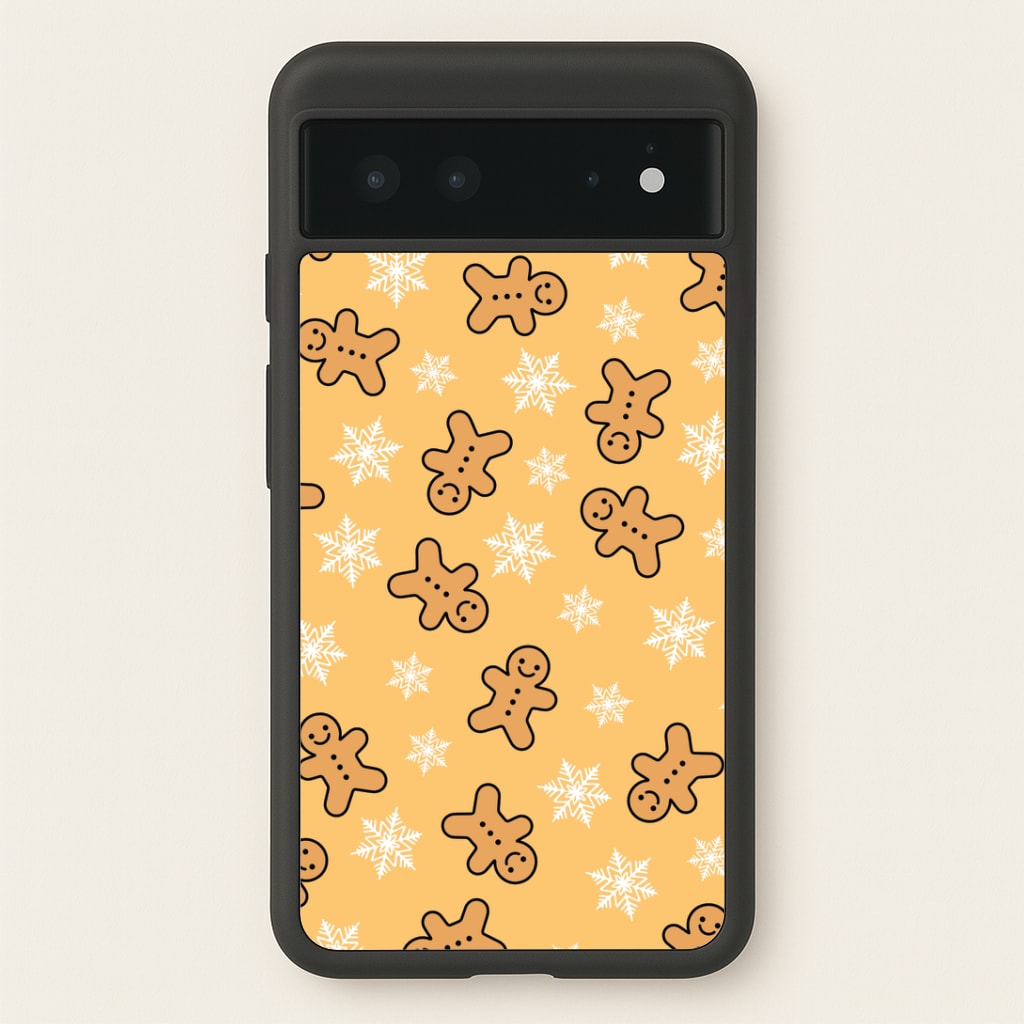 Cute Gingerbread And Snowflakes Pattern Google Pixel 6 Case