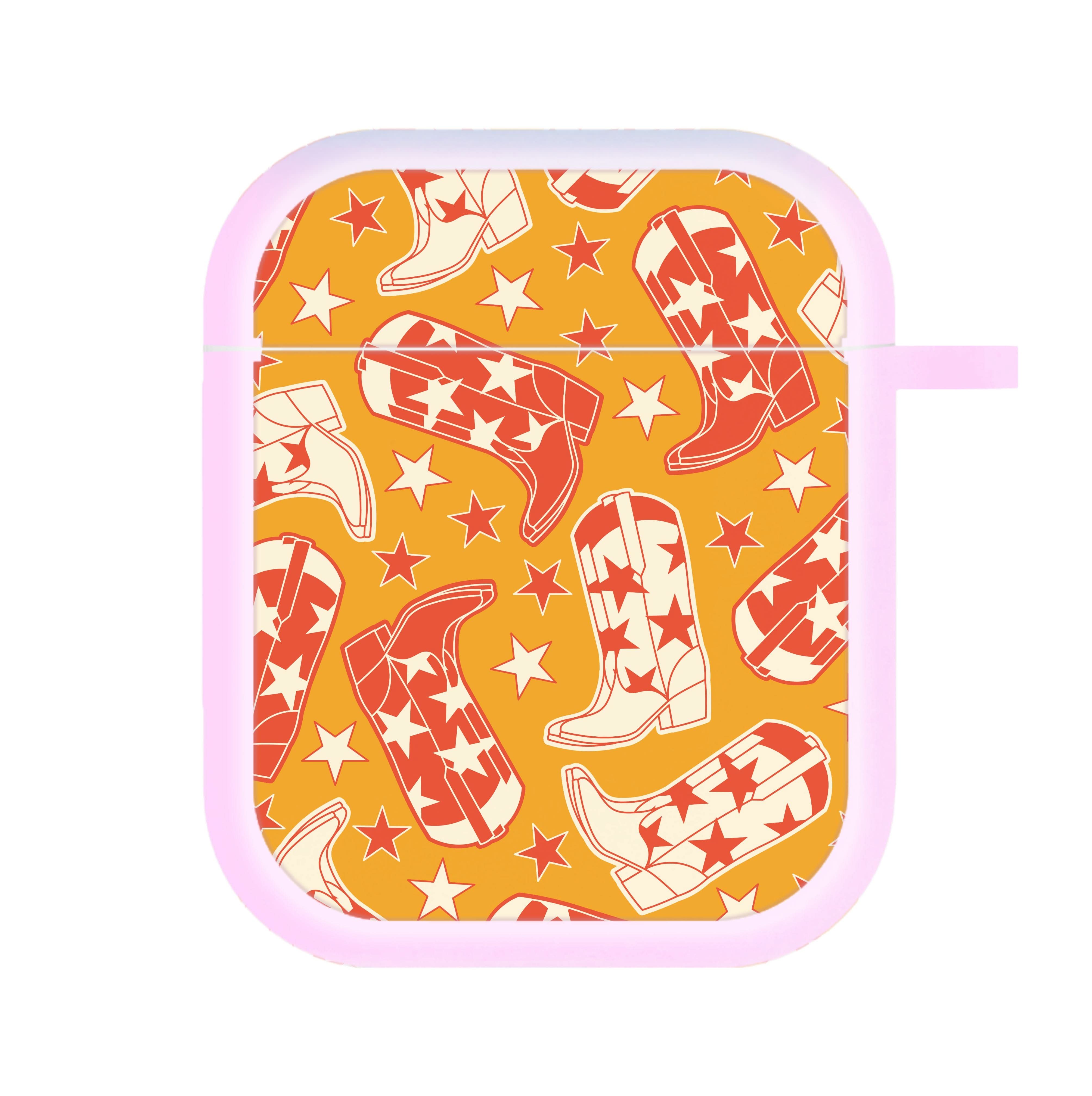 Cartoon Cowboy Boots And Stars Pattern AirPods Case