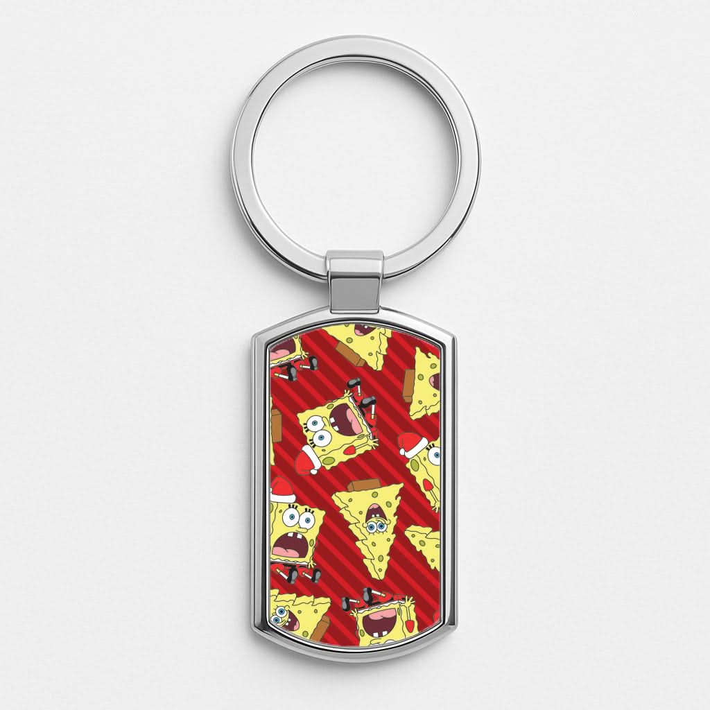 Christmas Cartoon Sponge Stripes Pattern Luxury Keyring