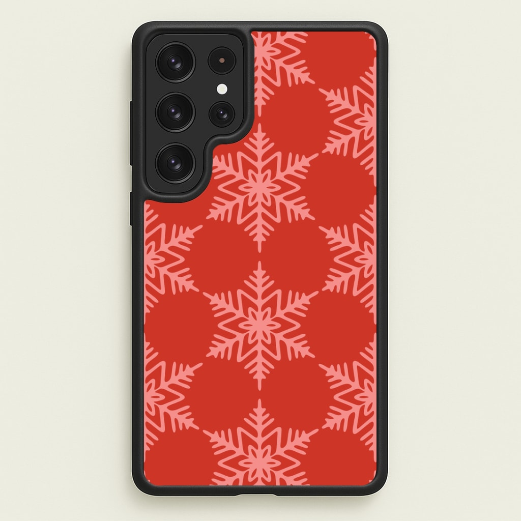 Red Giant Snowflakes Christmas Pattern Galaxy S22 Ultra Case