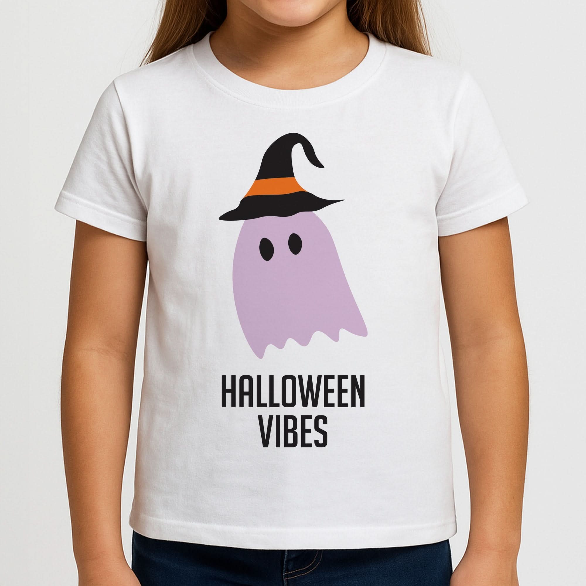 Purple Ghost Halloween Vibes Girls T-Shirt