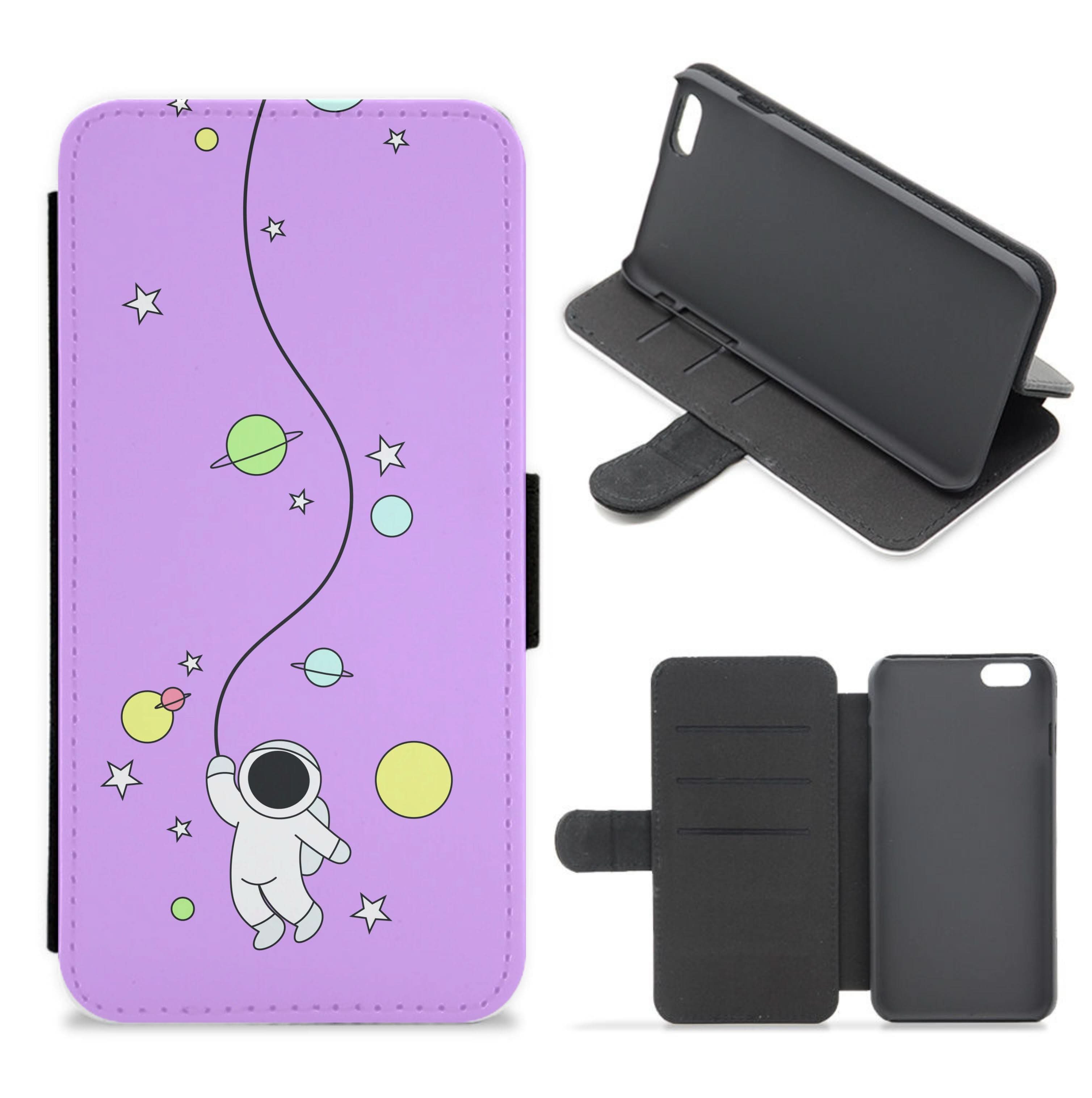 Cute Hanging Astronaut Flip / Wallet Phone Case
