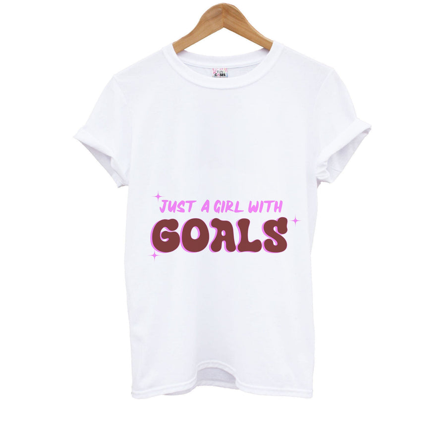 Just A Girl With Goals - Aesthetic Quote Kids T-Shirt