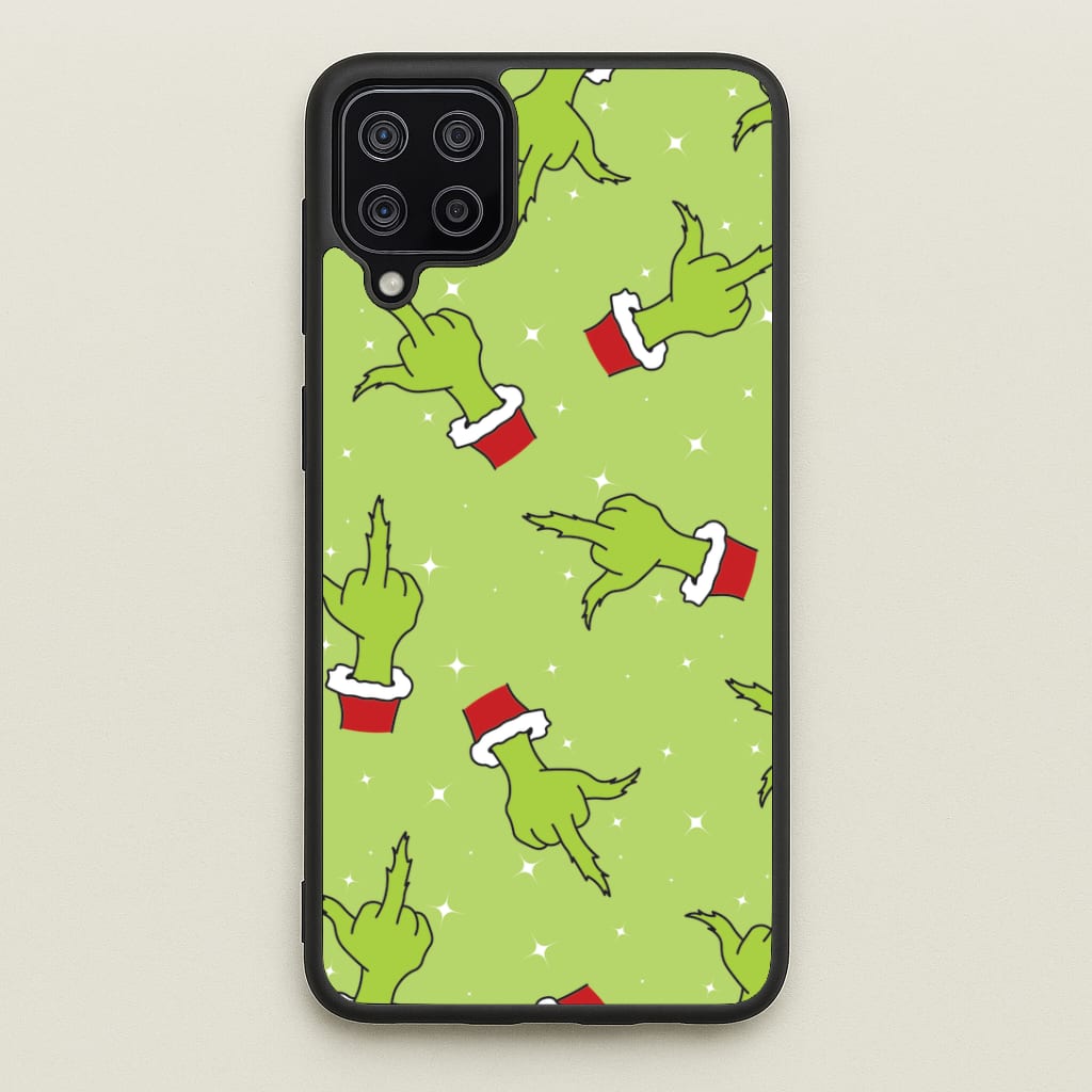 Green Middle Finger Christmas Pattern Galaxy A12 Case