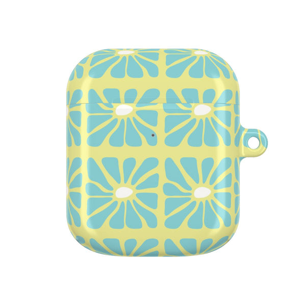 Square Abstract Flowers Blue AirPods case — AirPods 1