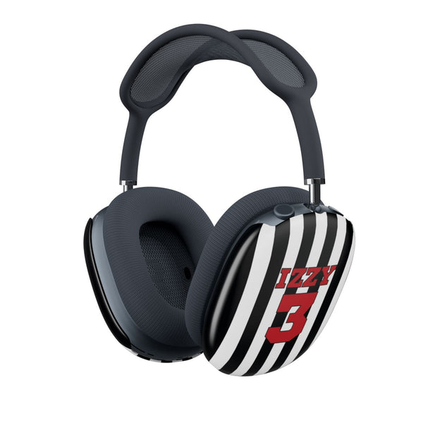 Black And White Stripes - Personalised Football AirPods Max Case