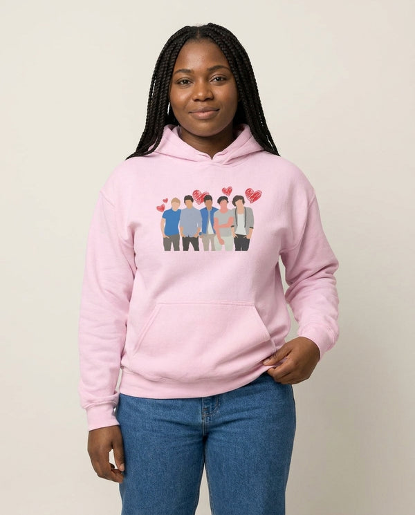 Love Band Hoodie — Pink Front, worn