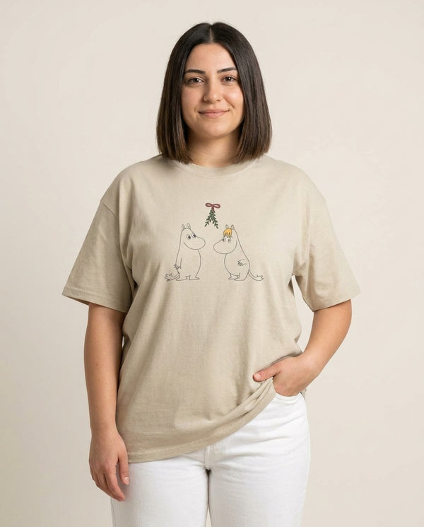 Mistletoe Mooms T-Shirt — Sand Front, worn