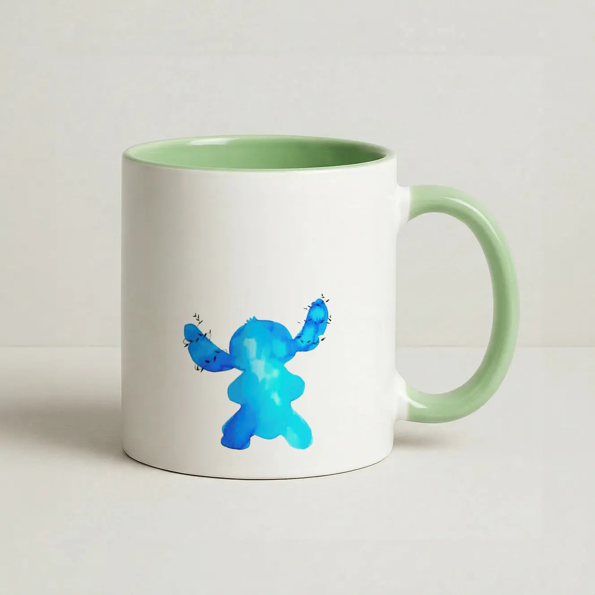 Watercolour Blue Alien Disney Coffee Green Mug