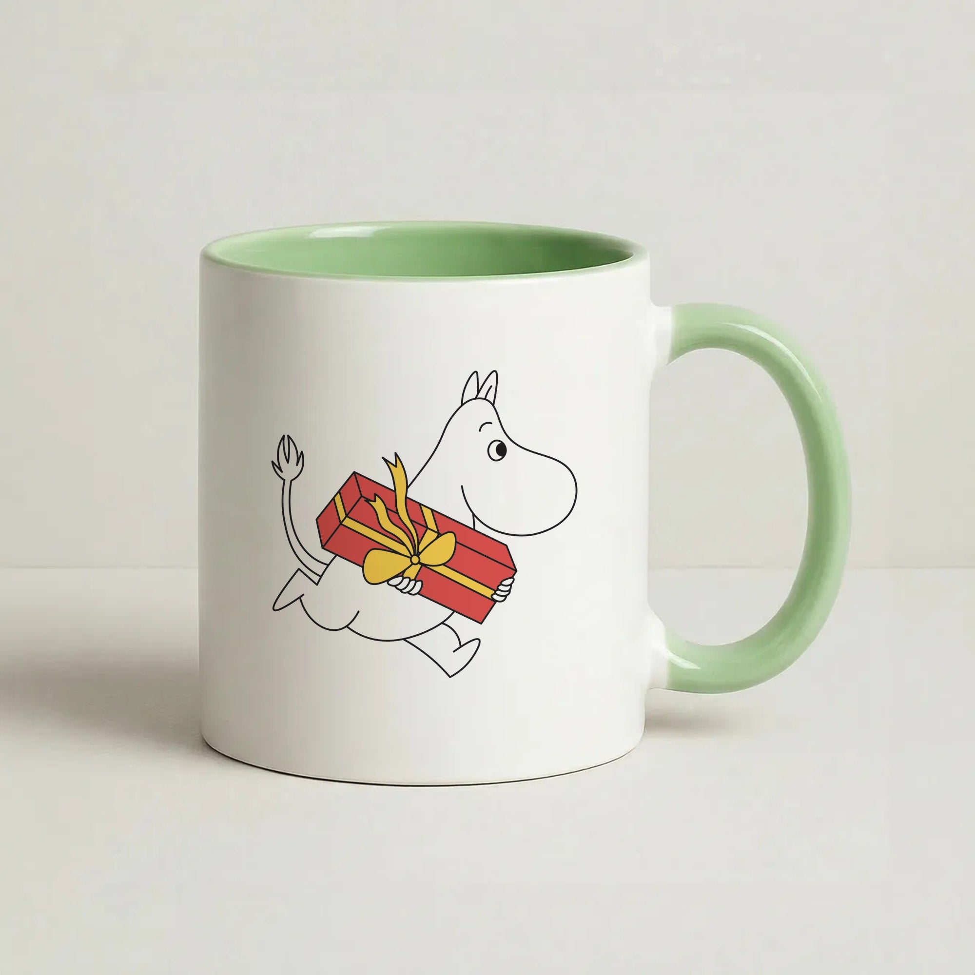 Red Present Moom Coffee Green Mug