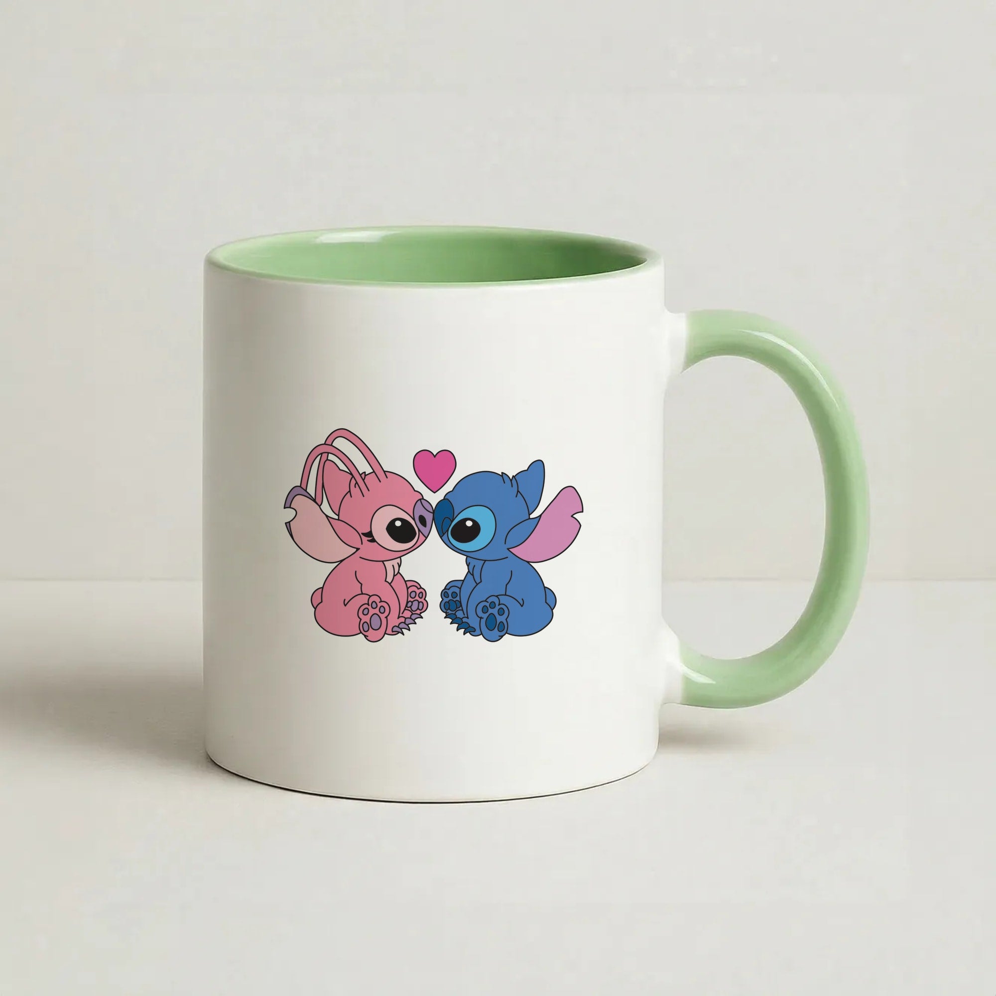 Angel And Blue Alien - Black Alien Coffee Green Mug
