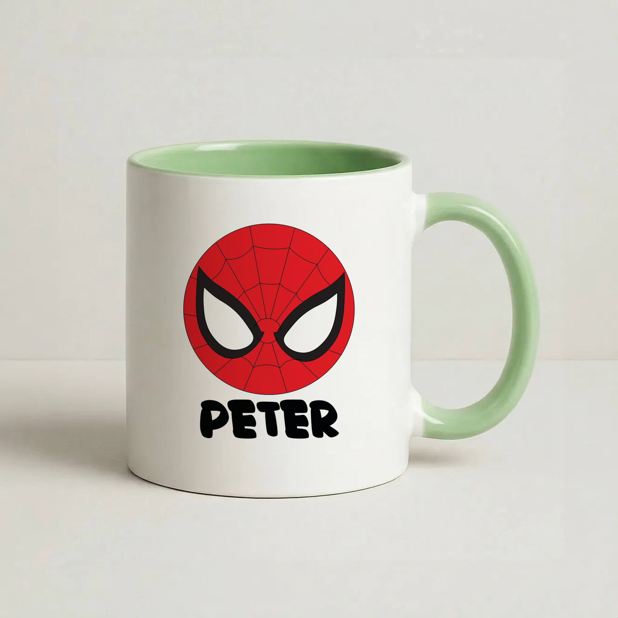 SpiderMan - Personalised Superhero Comic Coffee Green Mug