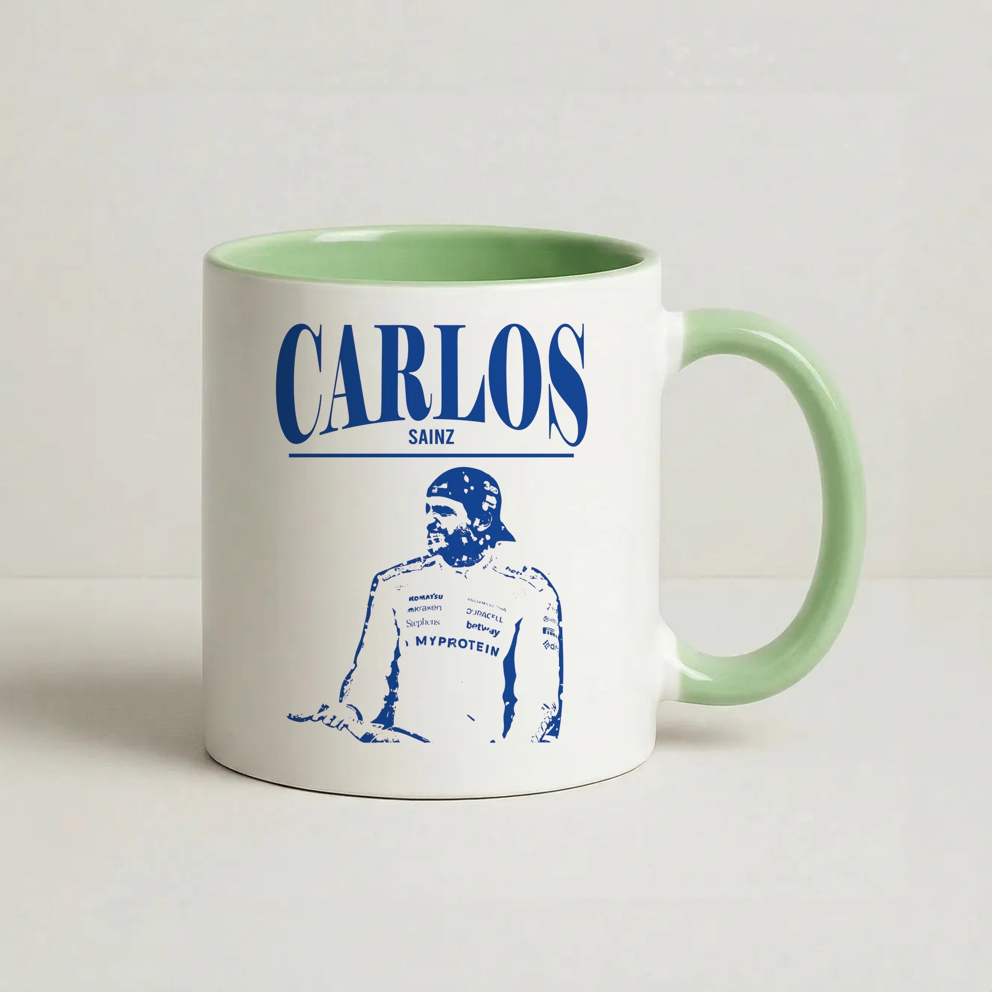Carlos White And Blue Coffee Green Mug