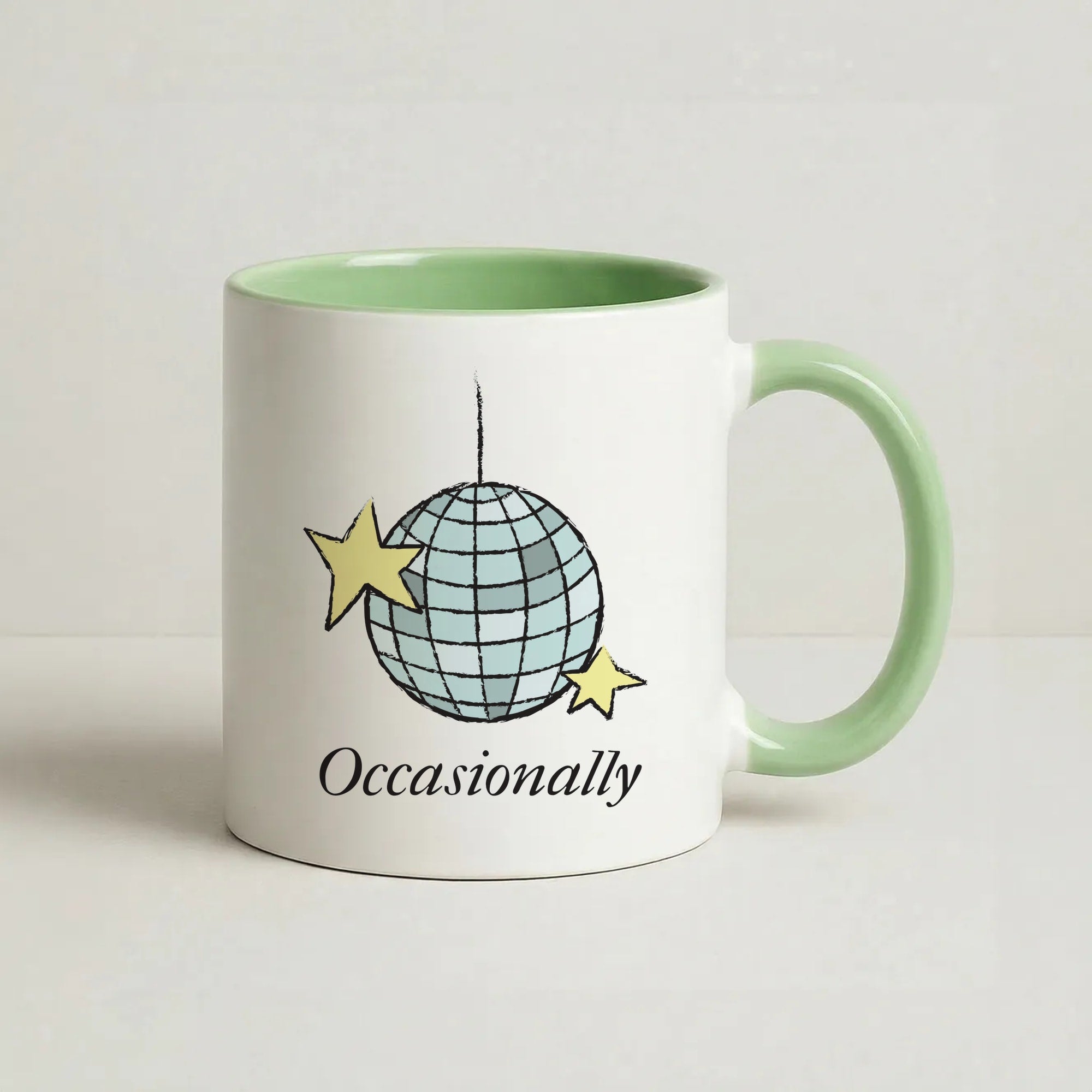 Ocasionally Discoball Coffee Green Mug