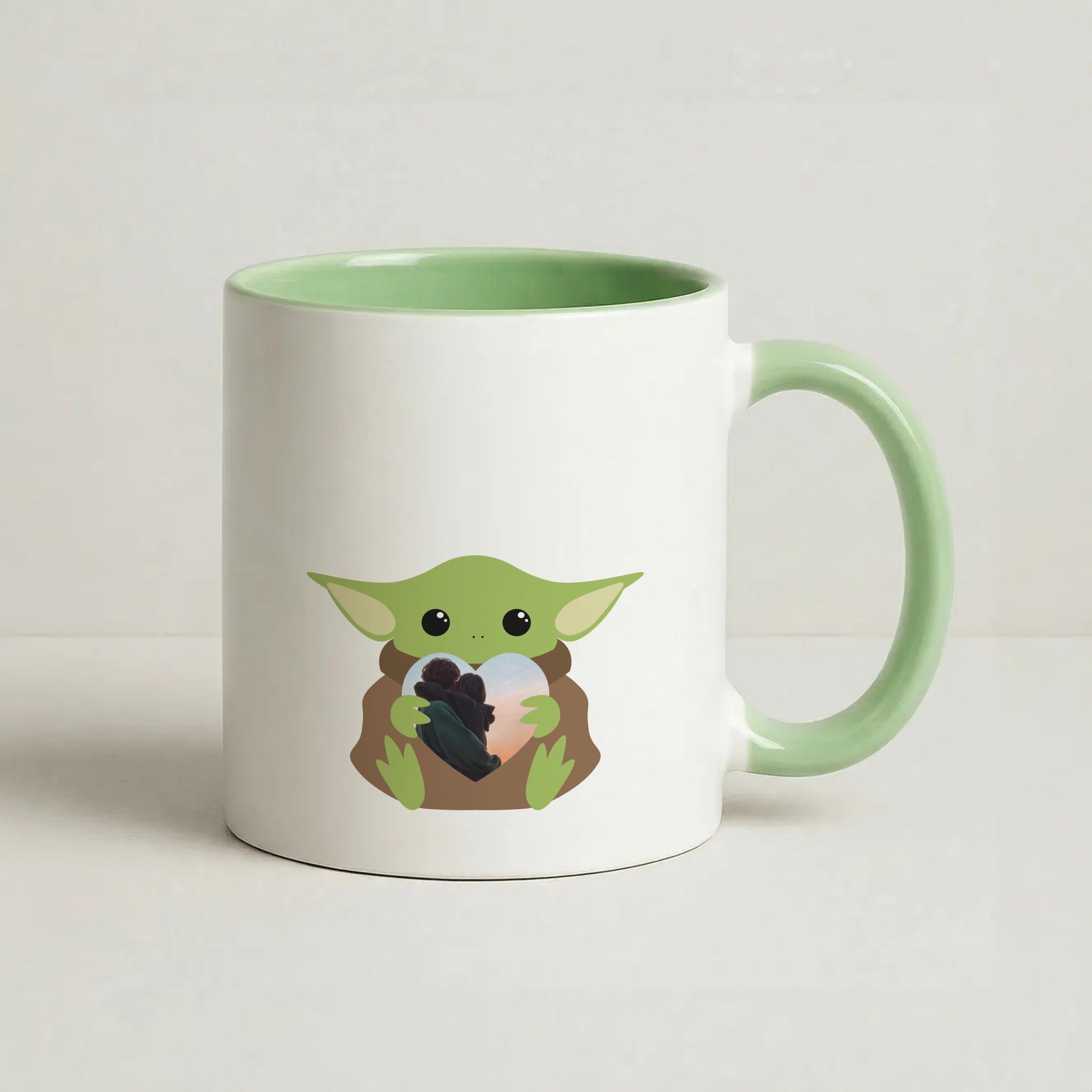 Baby Yoda - Personalised Couples Coffee Green Mug