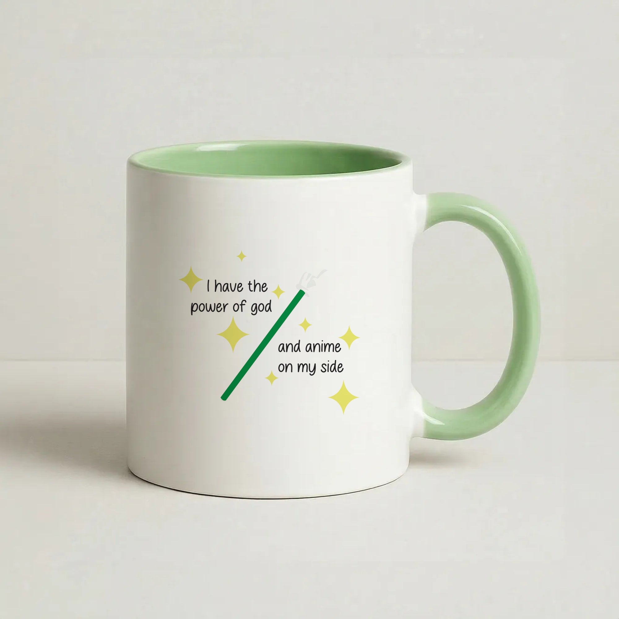 I Have The Power Of God And Anime On My Side - Memes Coffee Green Mug