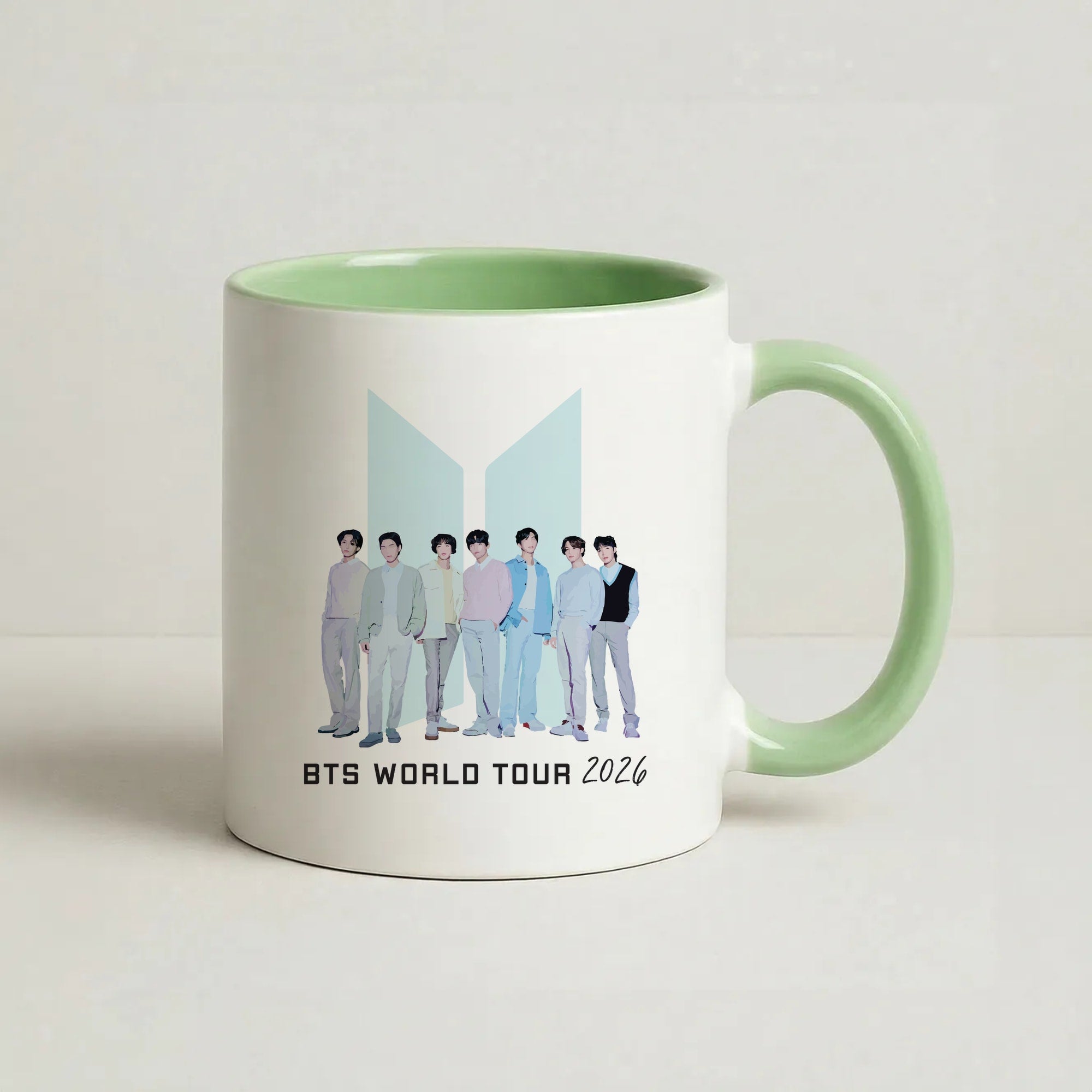 K-Pop Band Tour Pastel Blue Coffee Green Mug