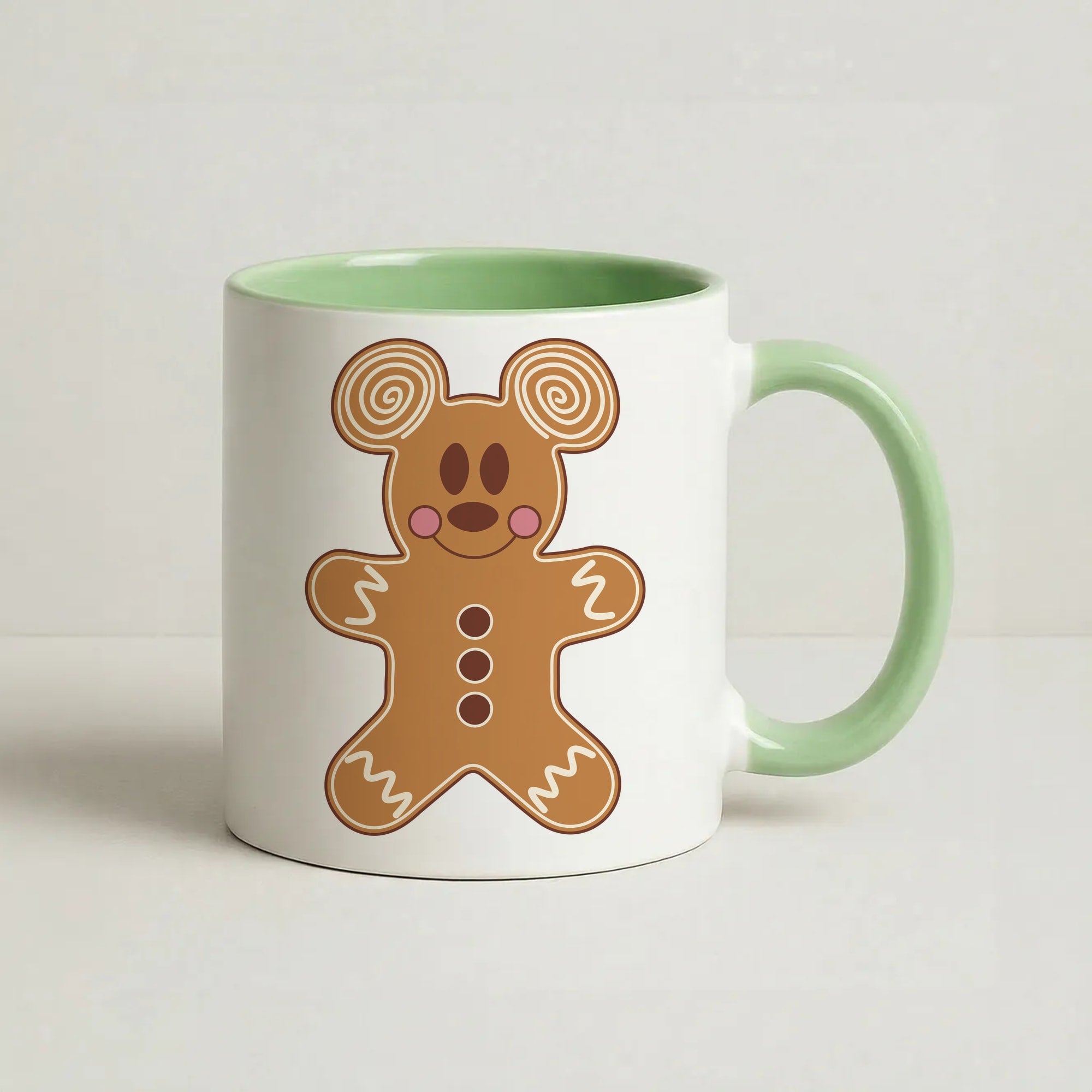 Cartoon Mouse Gingerbread Coffee Green Mug