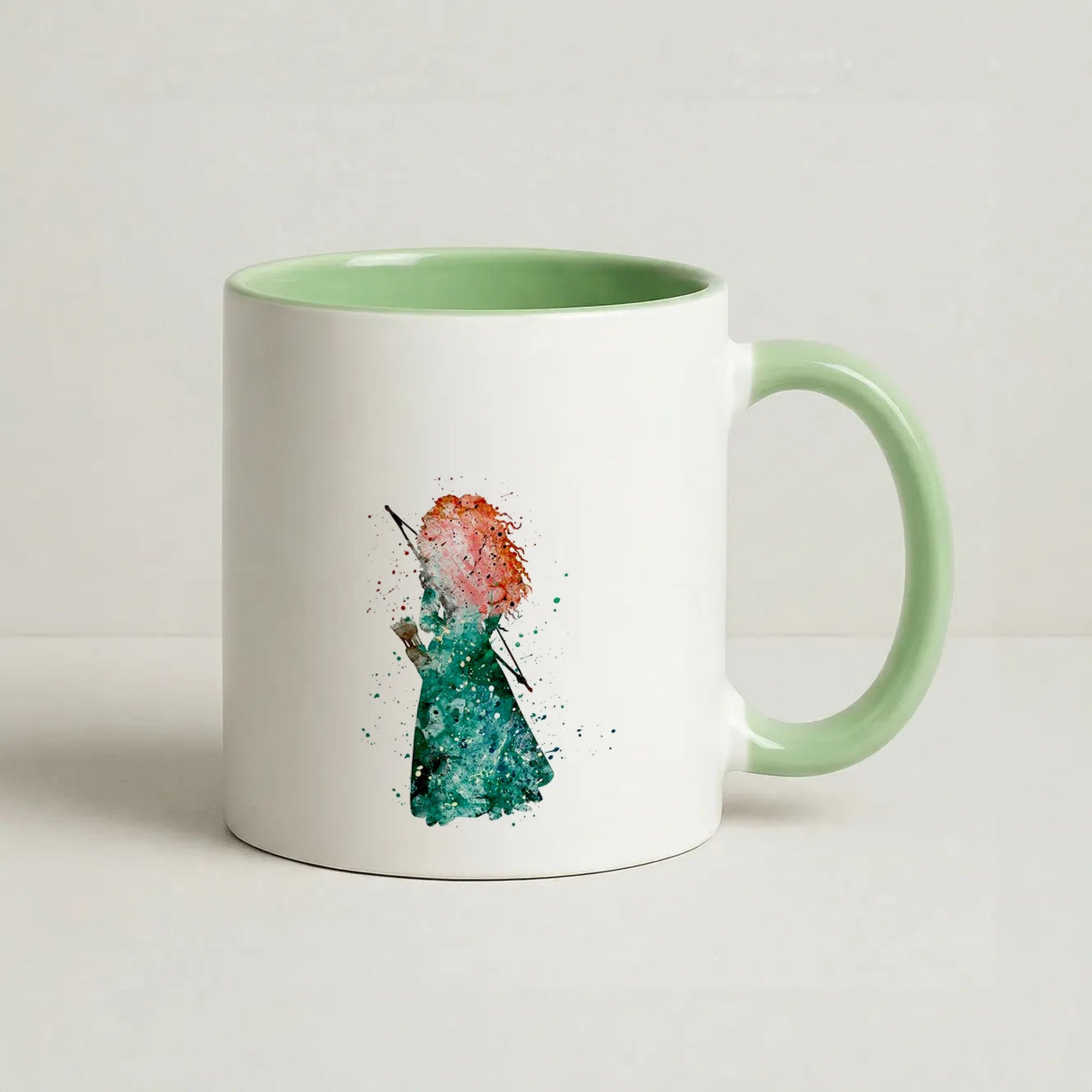 Watercolour Princess Merida Brave Fairytale Coffee Green Mug