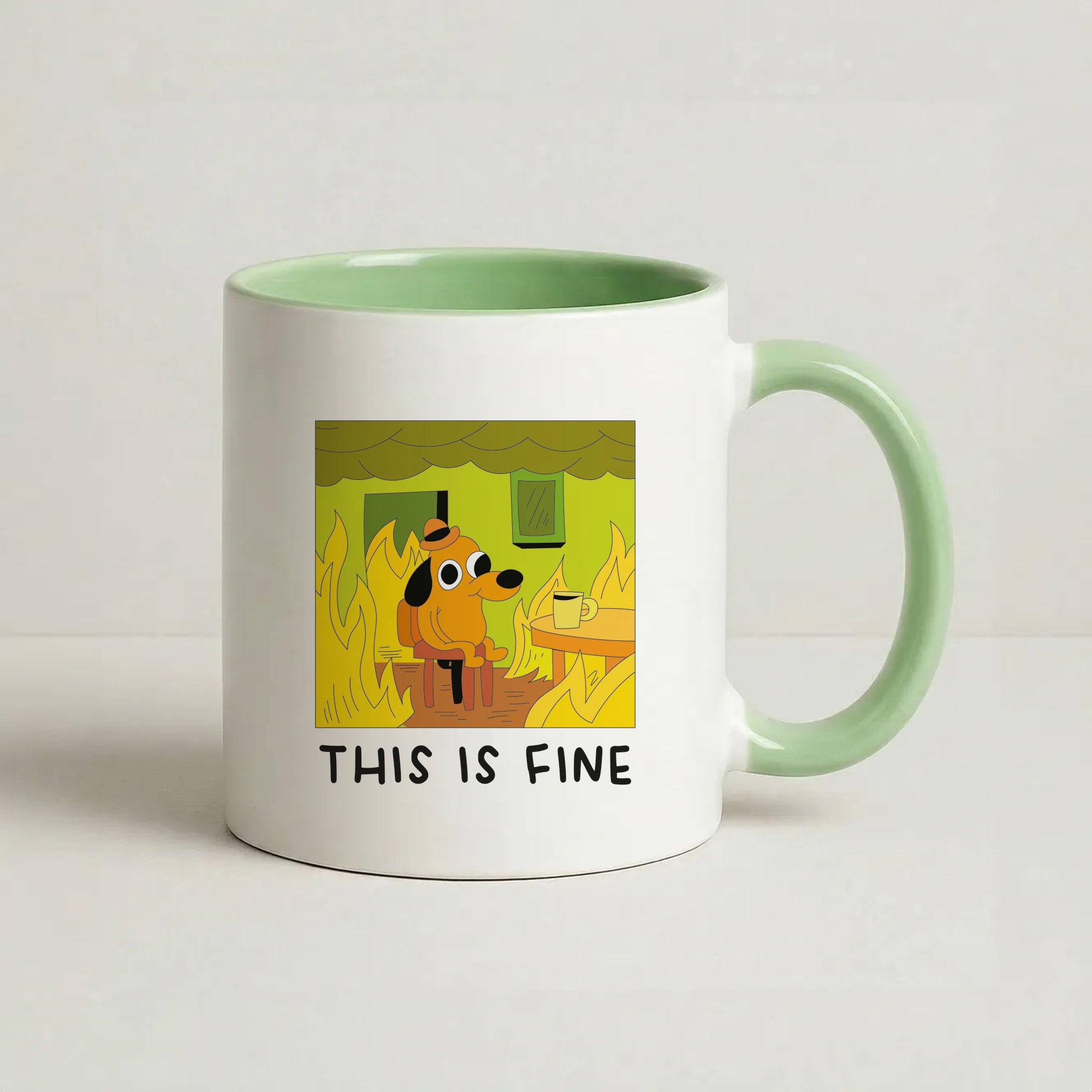 This Is Fine - Memes Coffee Green Mug