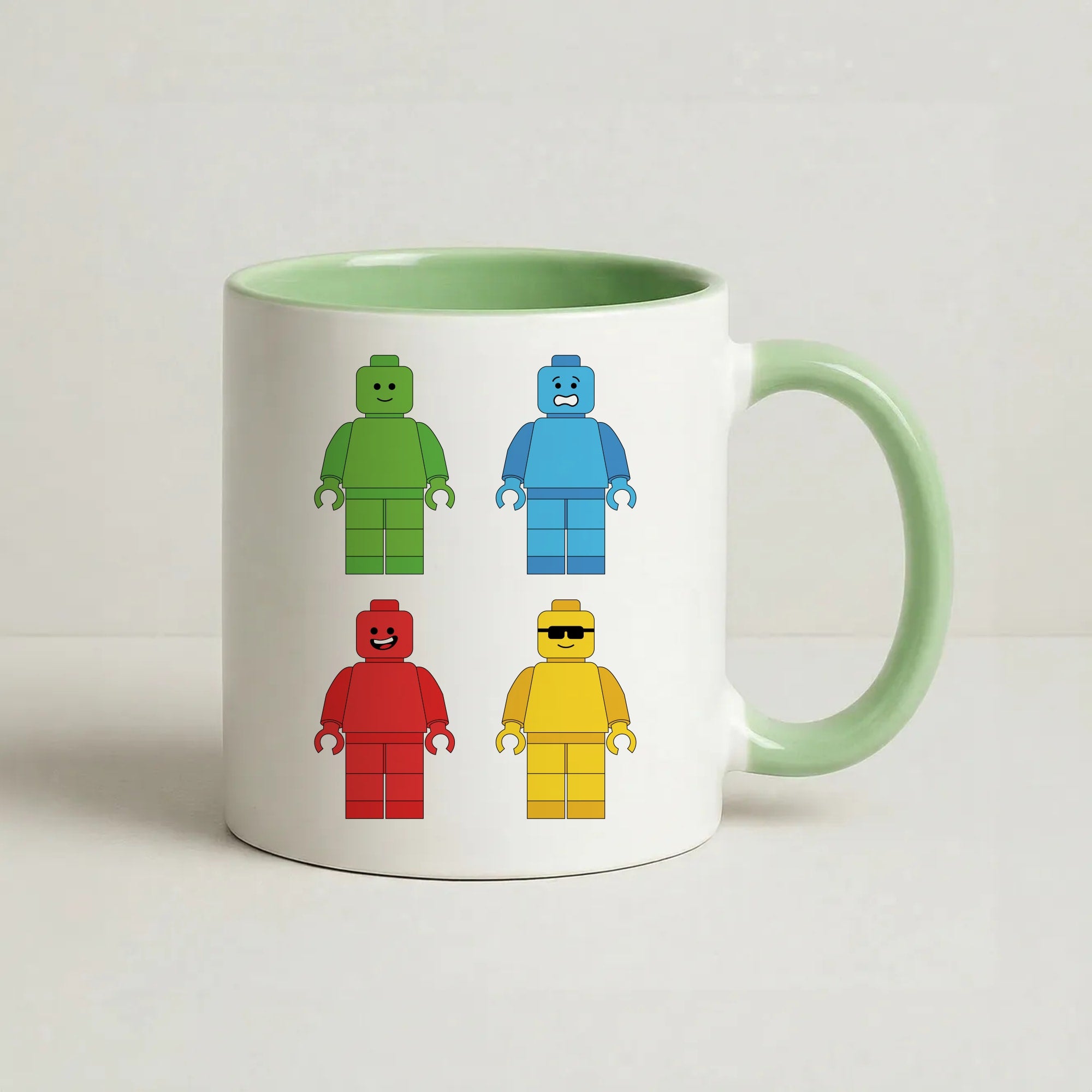 Bricks Figures Rainbow Coffee Green Mug