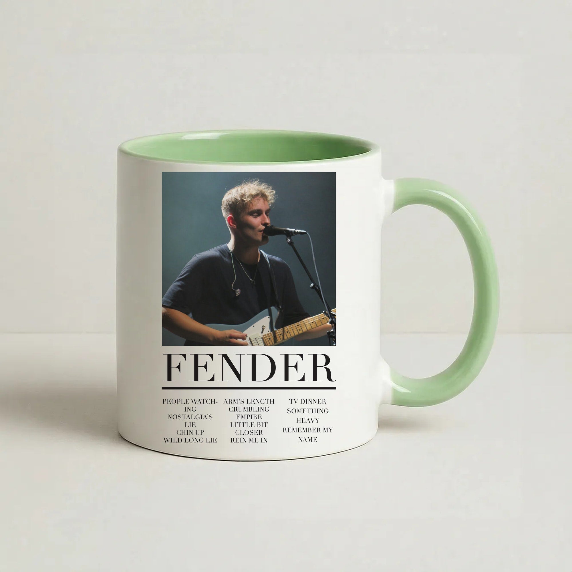 Fender Orange Song List Coffee Green Mug