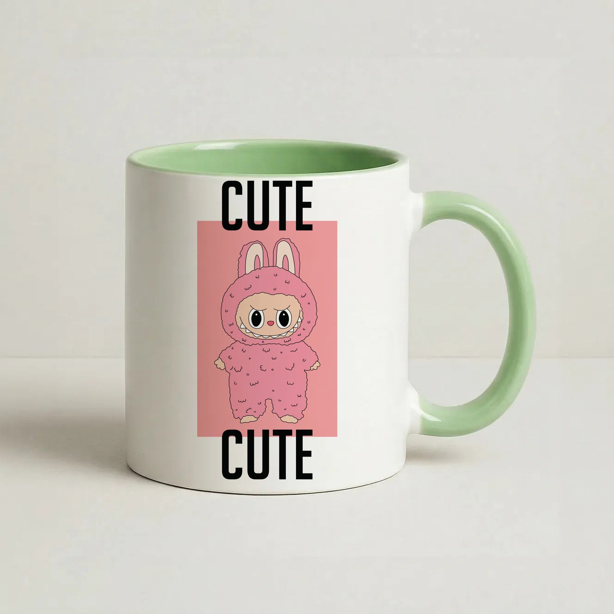 Cute Black Monster Coffee Green Mug
