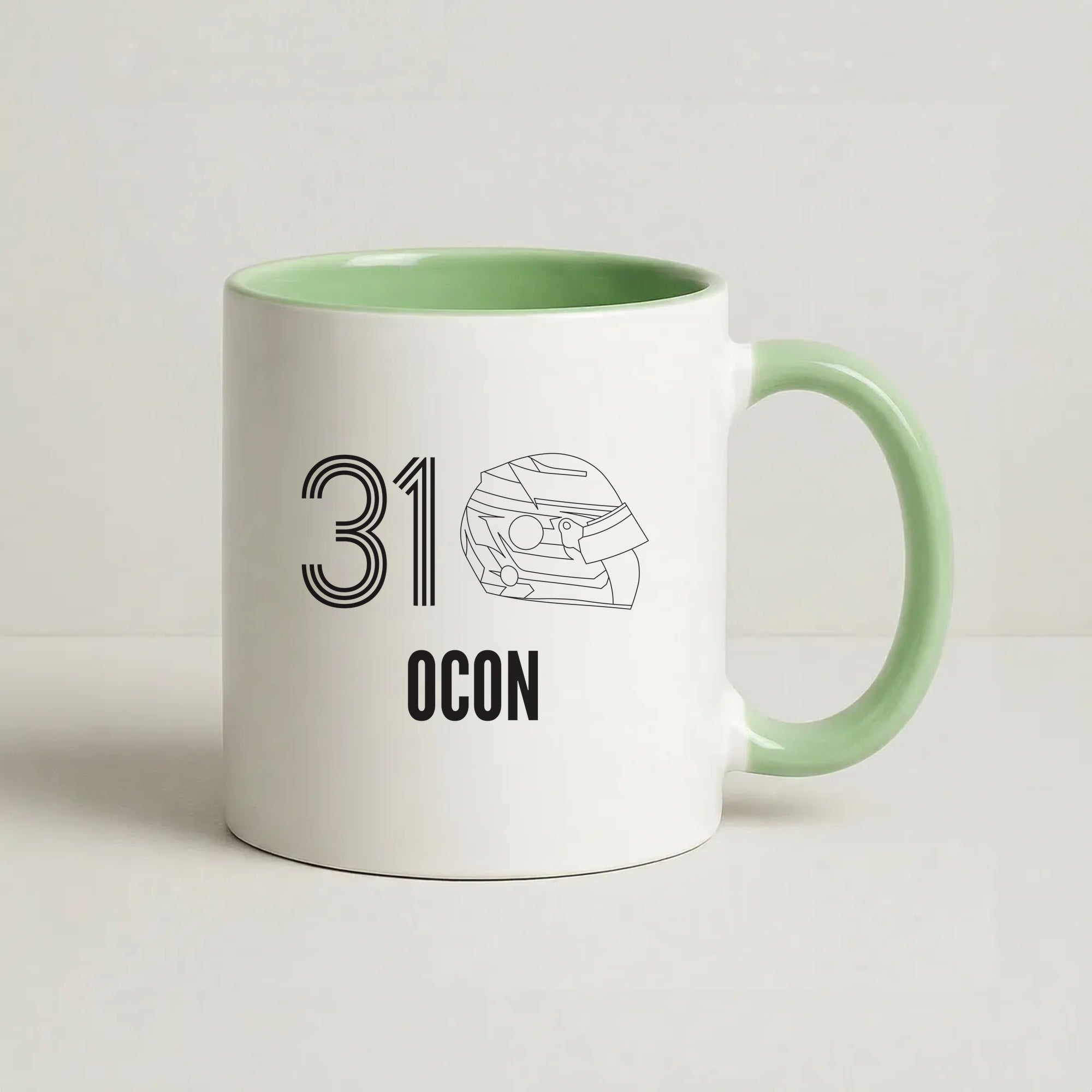 Ocon Helmet 2026 Coffee Green Mug