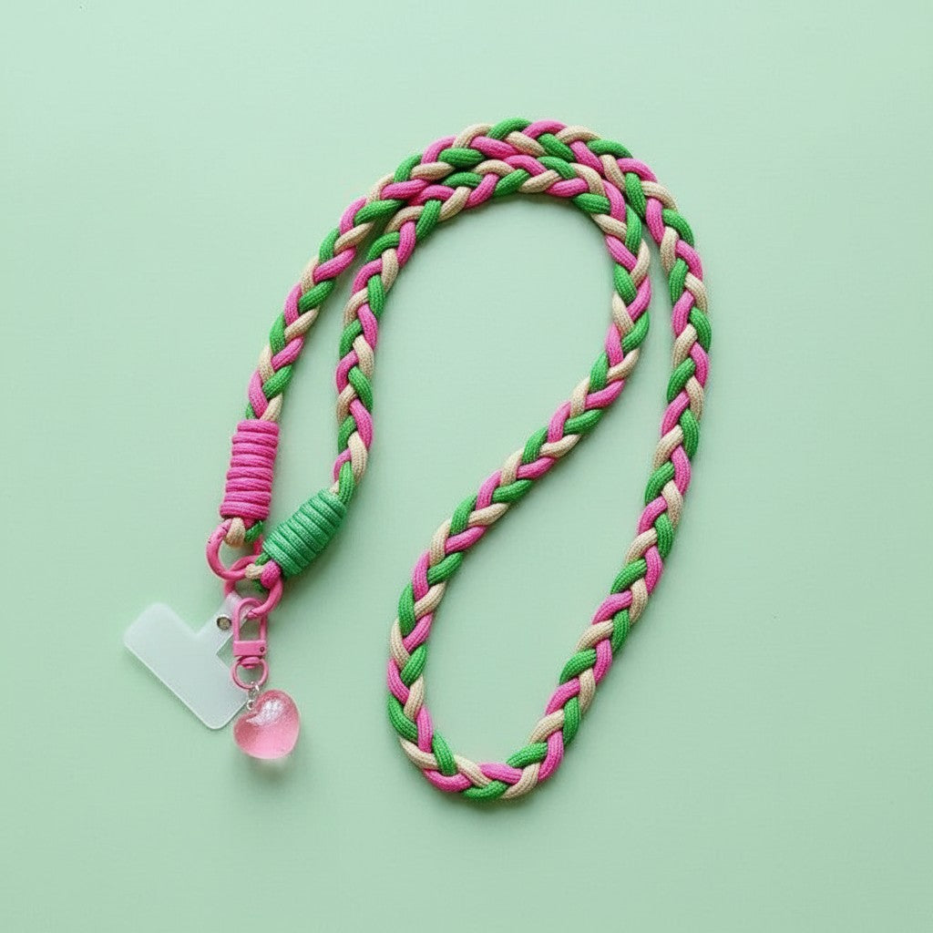 Crossbody Phone Strap - Green & Pink