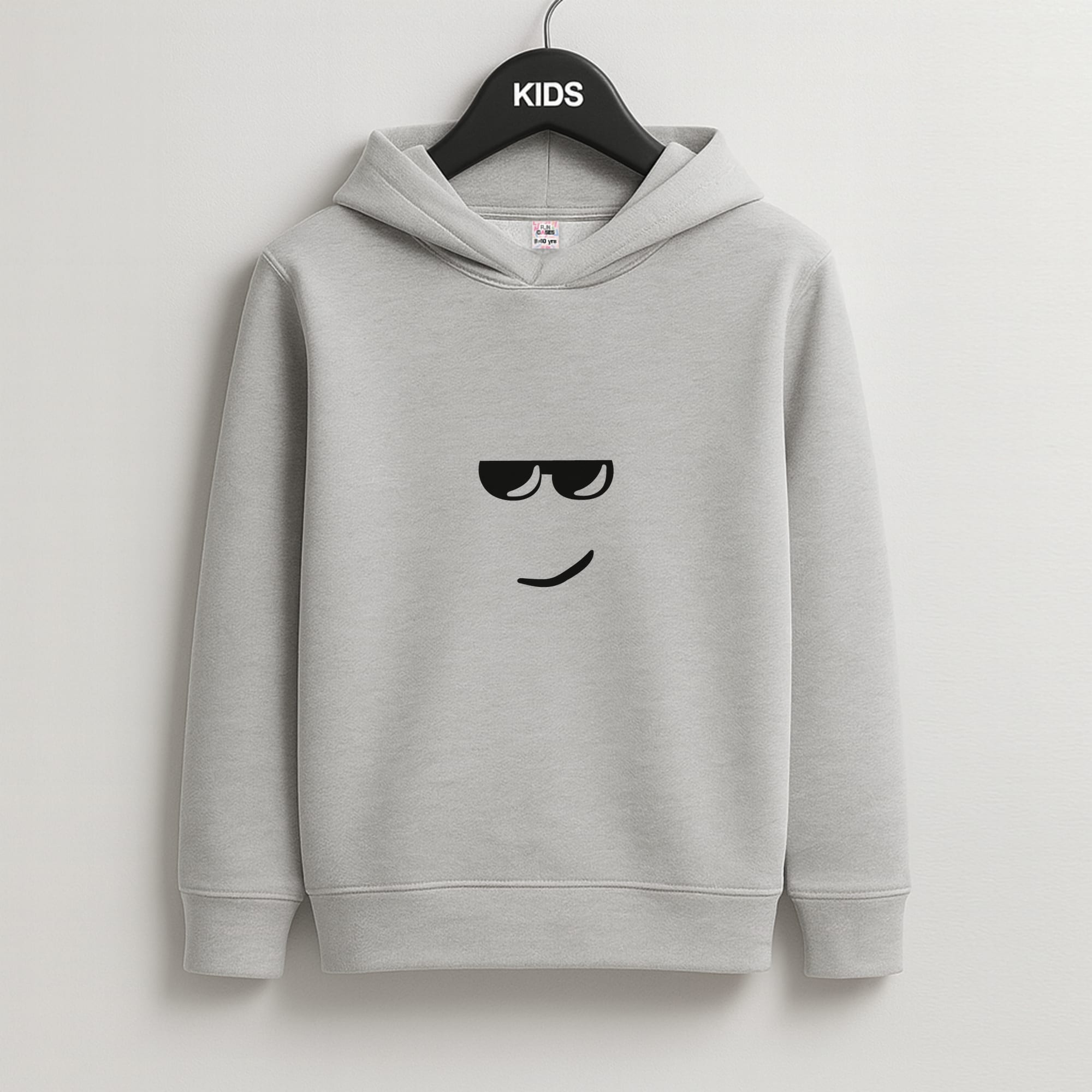 Yellow Face Shades Kids Grey Hoodie