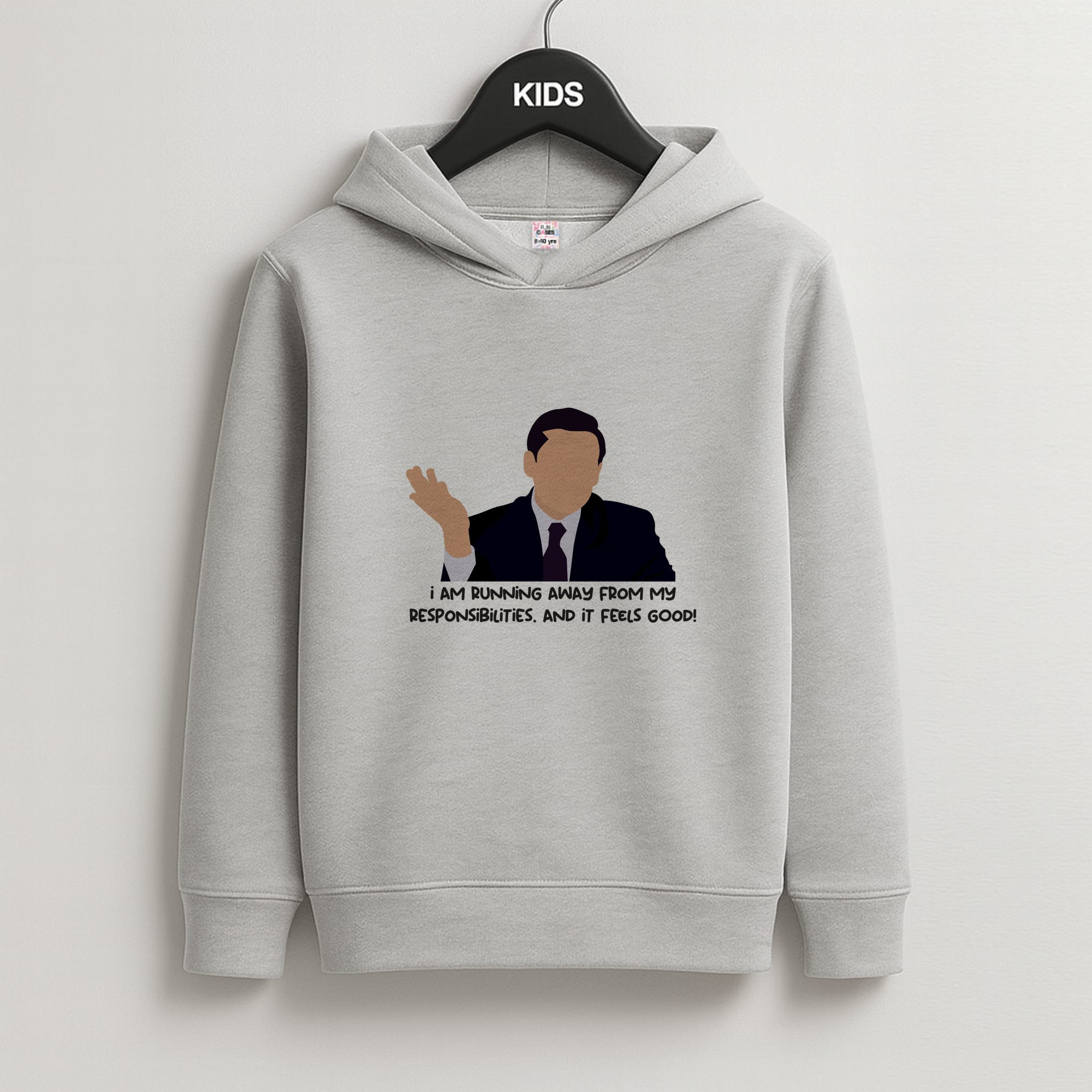 I Am Running Away From My Responsibilities Kids Grey Hoodie