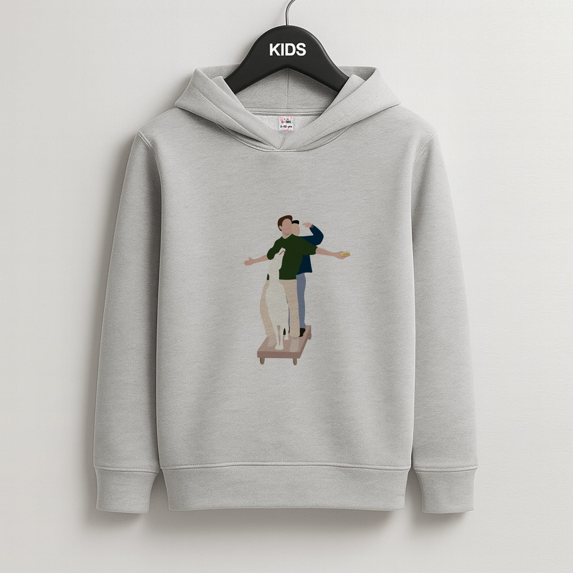 Two Men And A Dog Kids Grey Hoodie