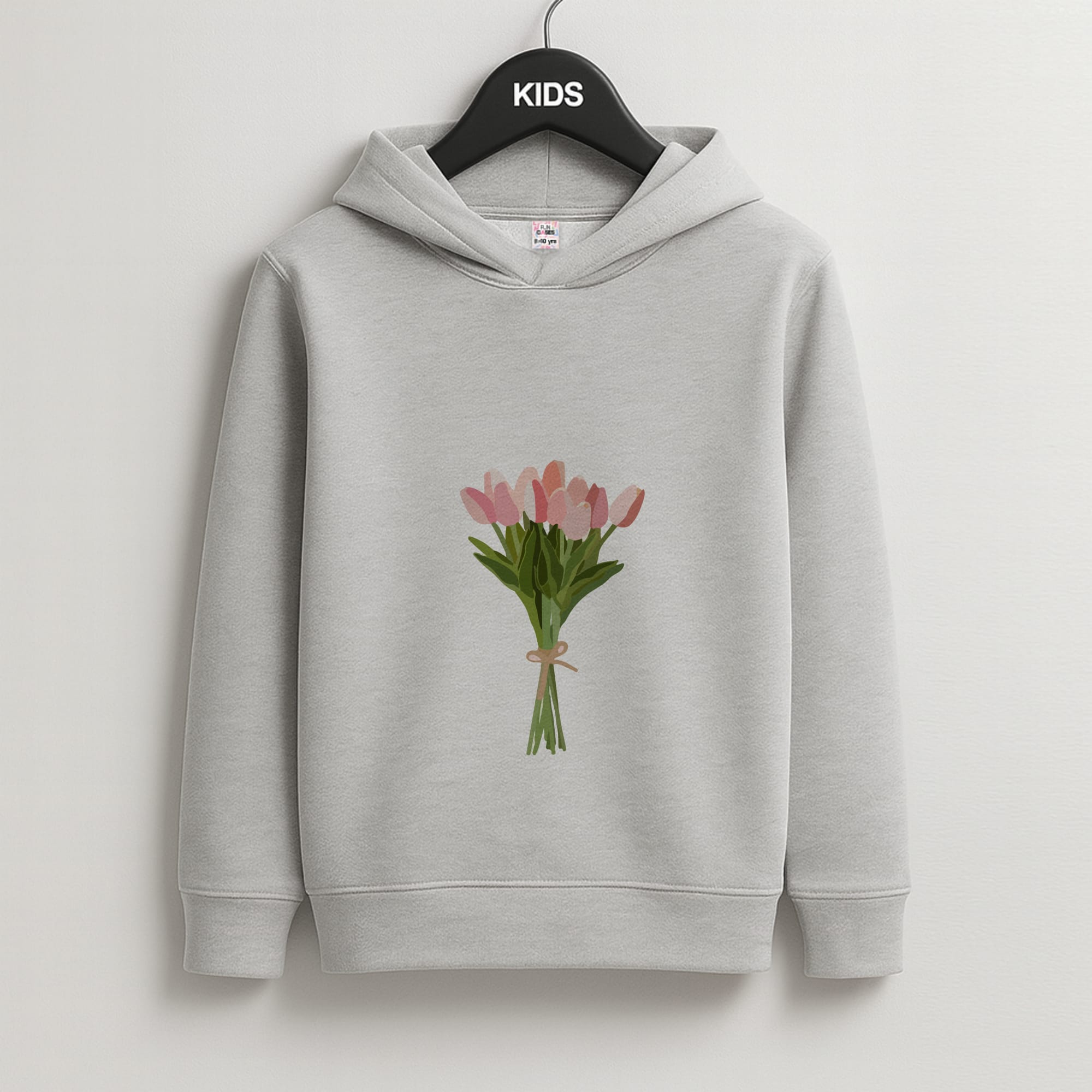 Spring Tulips Kids Grey Hoodie