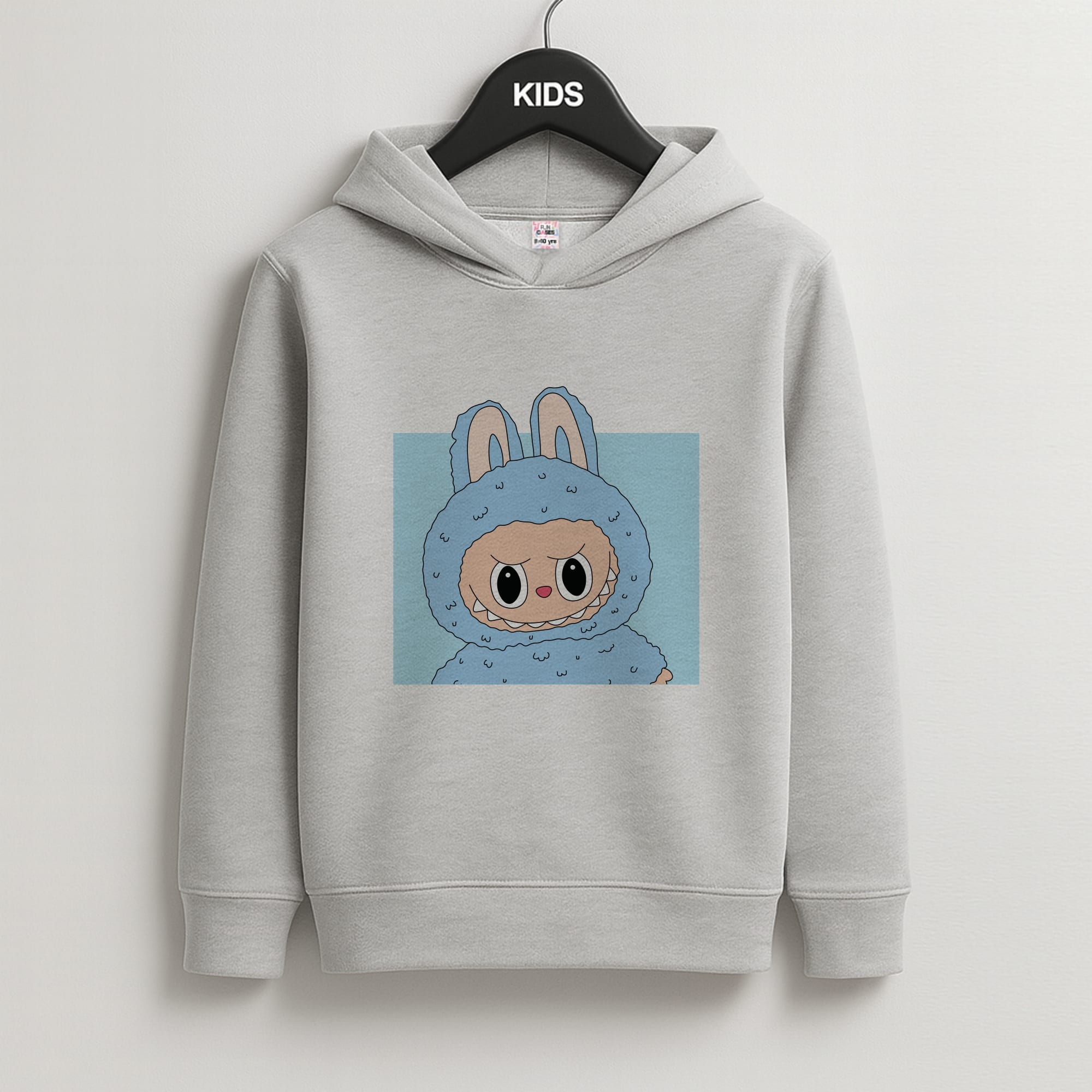 Cute Blue Notebook Monster Kids Grey Hoodie