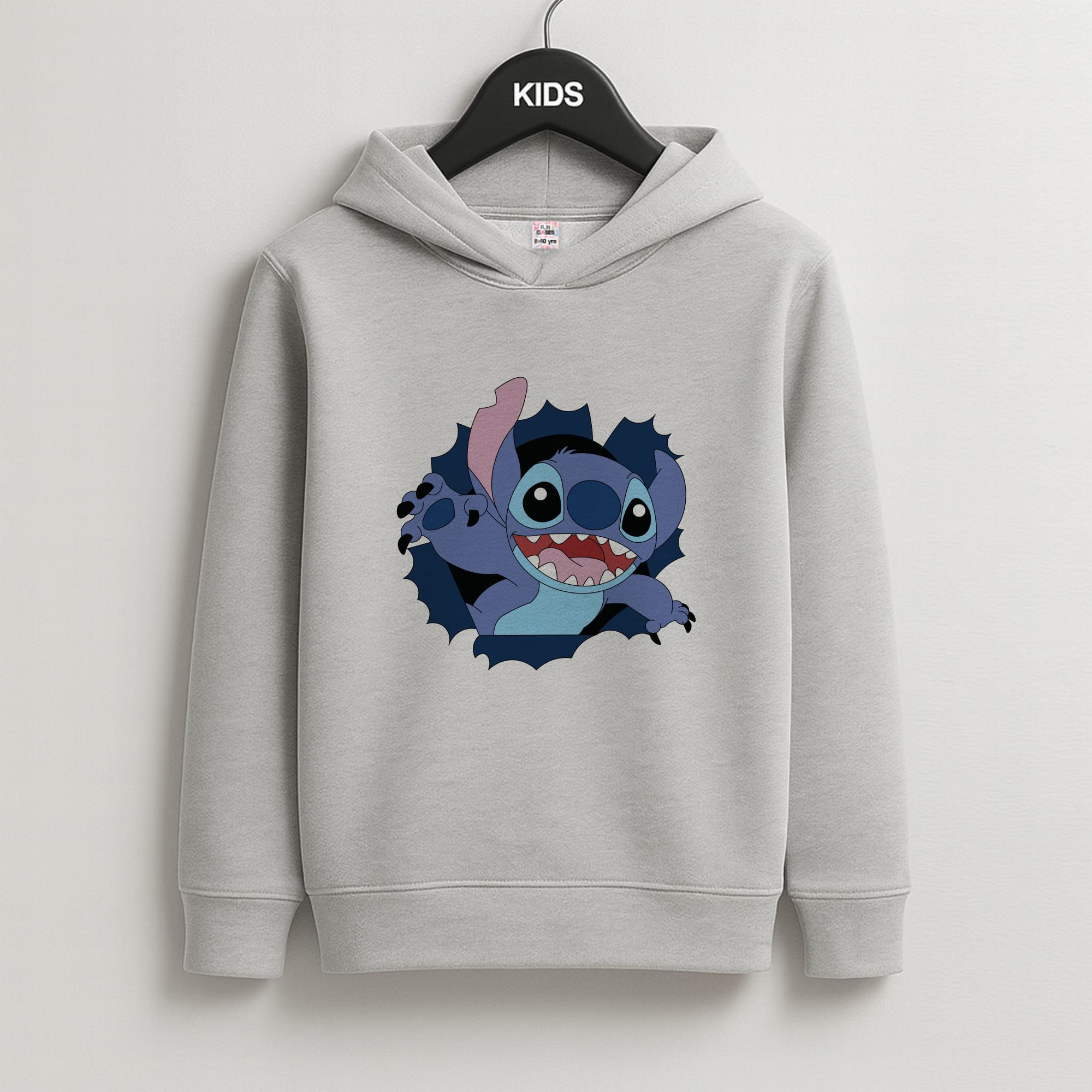 Torn Blue Alien Kids Grey Hoodie