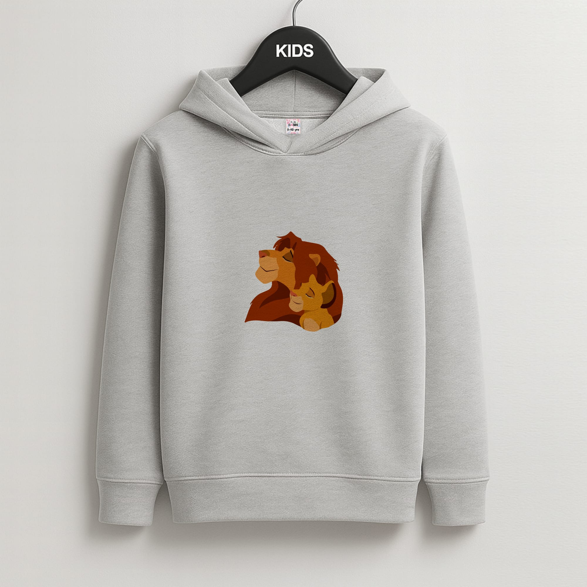 King Lion And Cub Kids Grey Hoodie