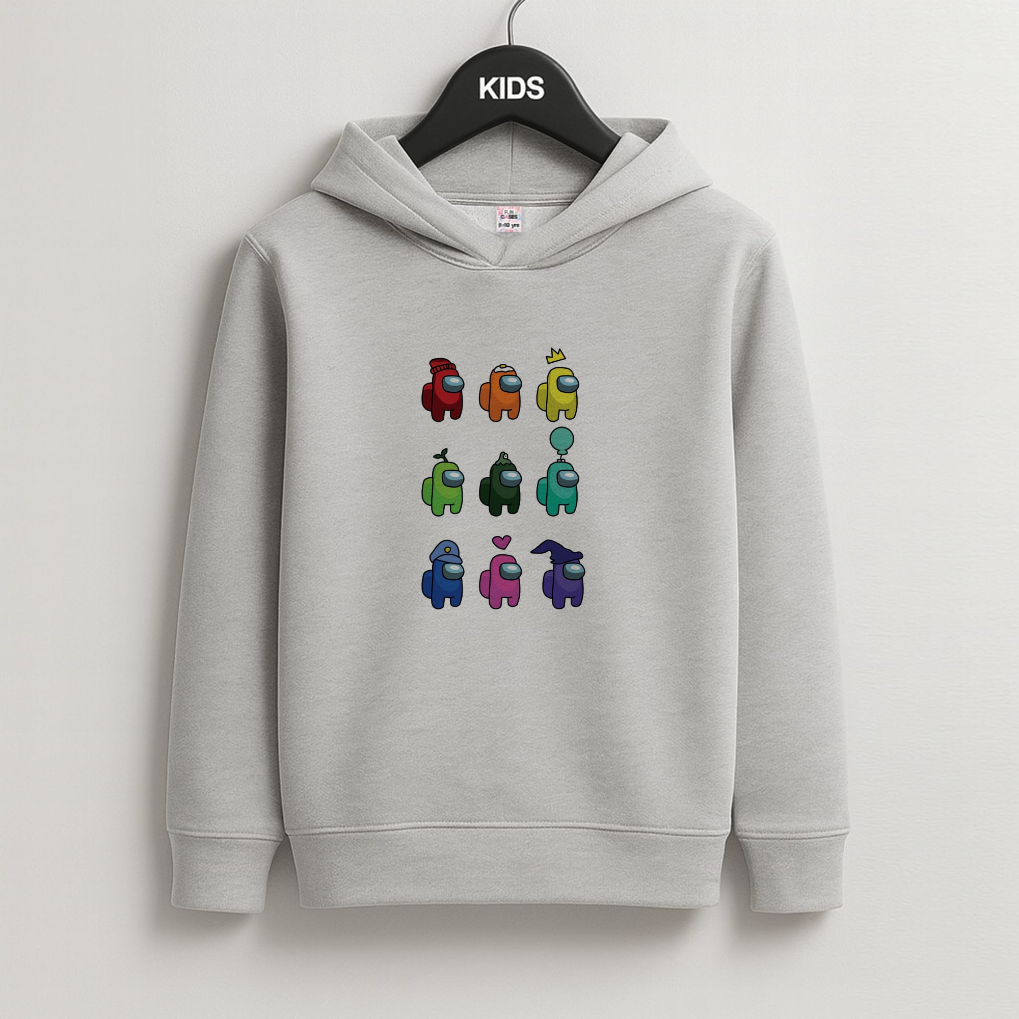 Among Gaming characters Kids Grey Hoodie