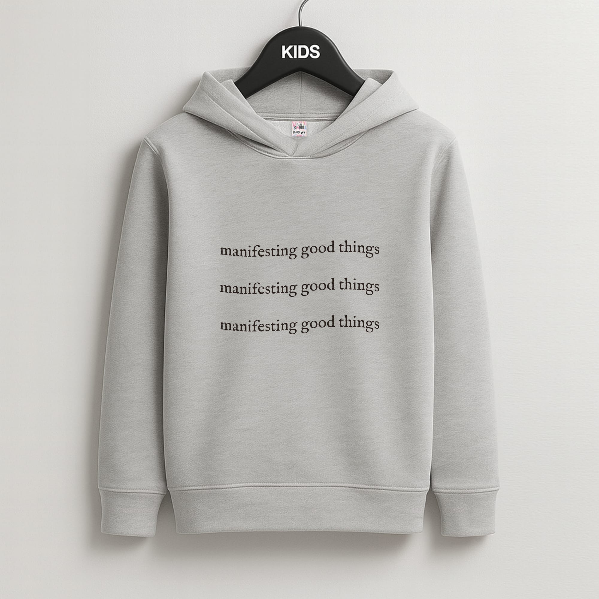 Manifesting Good Things Kids Grey Hoodie