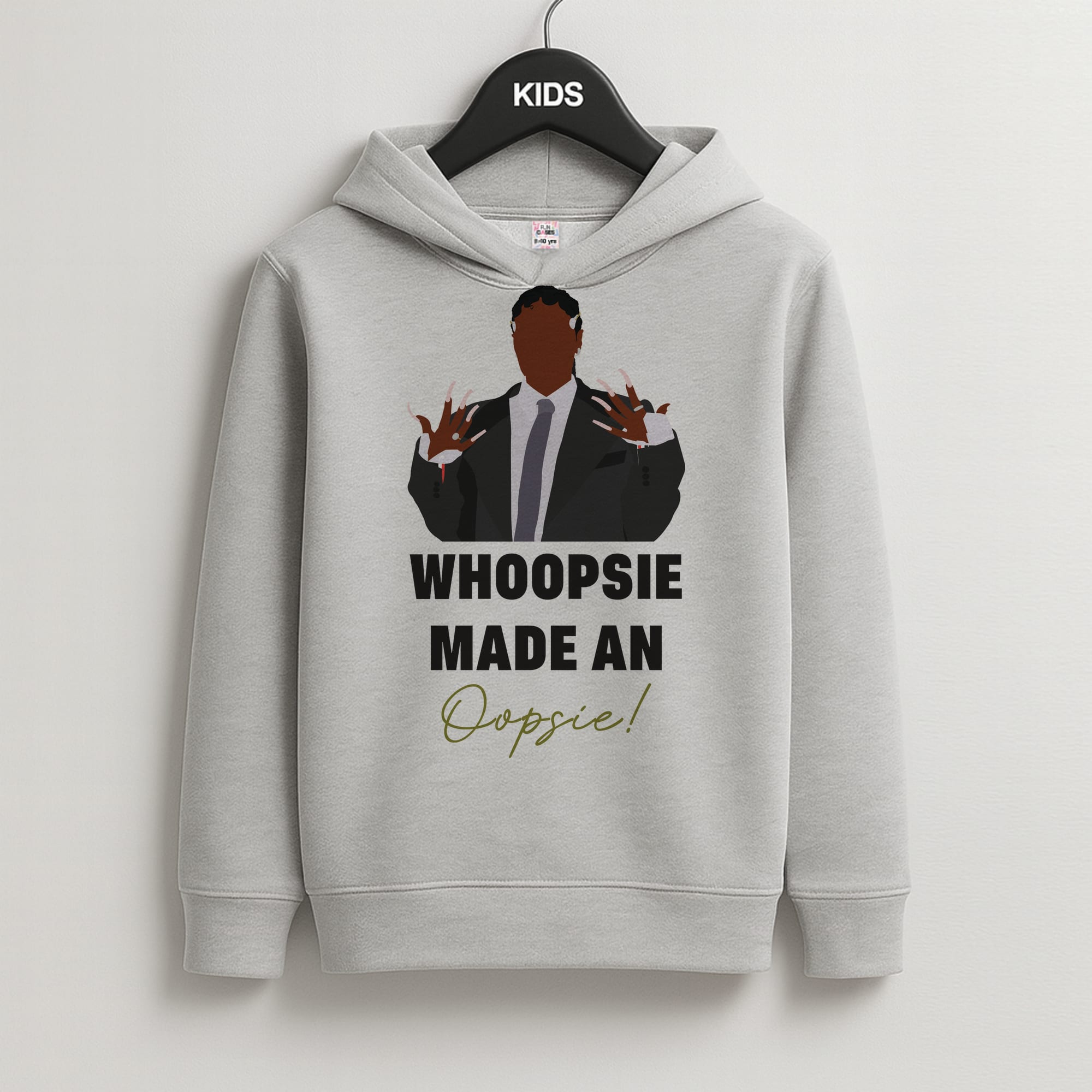Whoopsie Made An Oopsie Kids Grey Hoodie