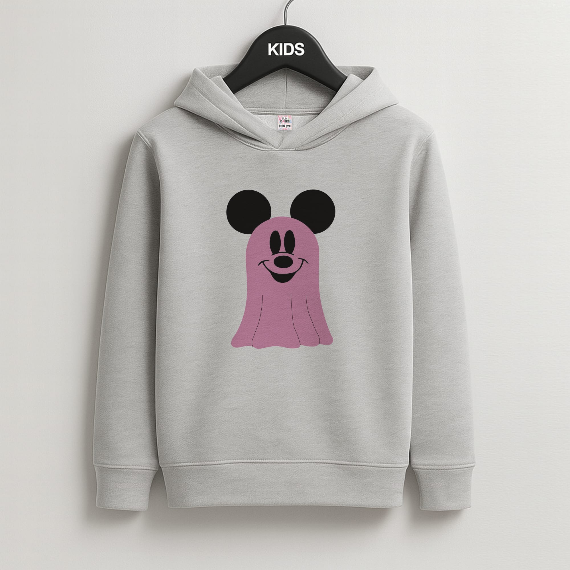 Mouse Ghost Pattern Halloween Kids Grey Hoodie