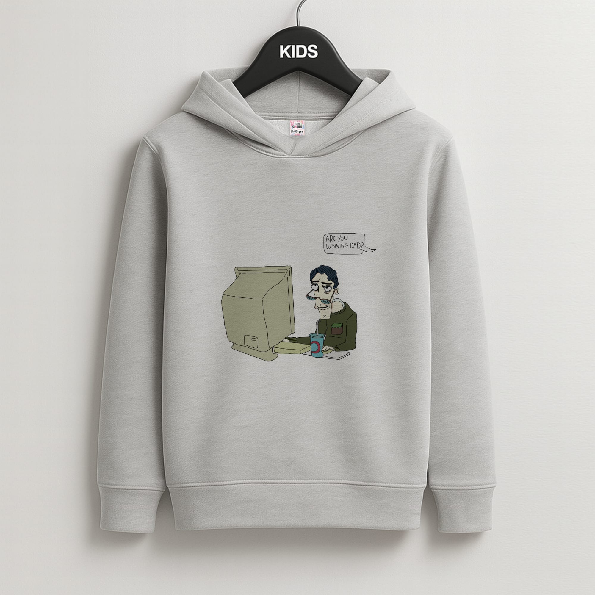 Are You Winning Dad Kids Grey Hoodie