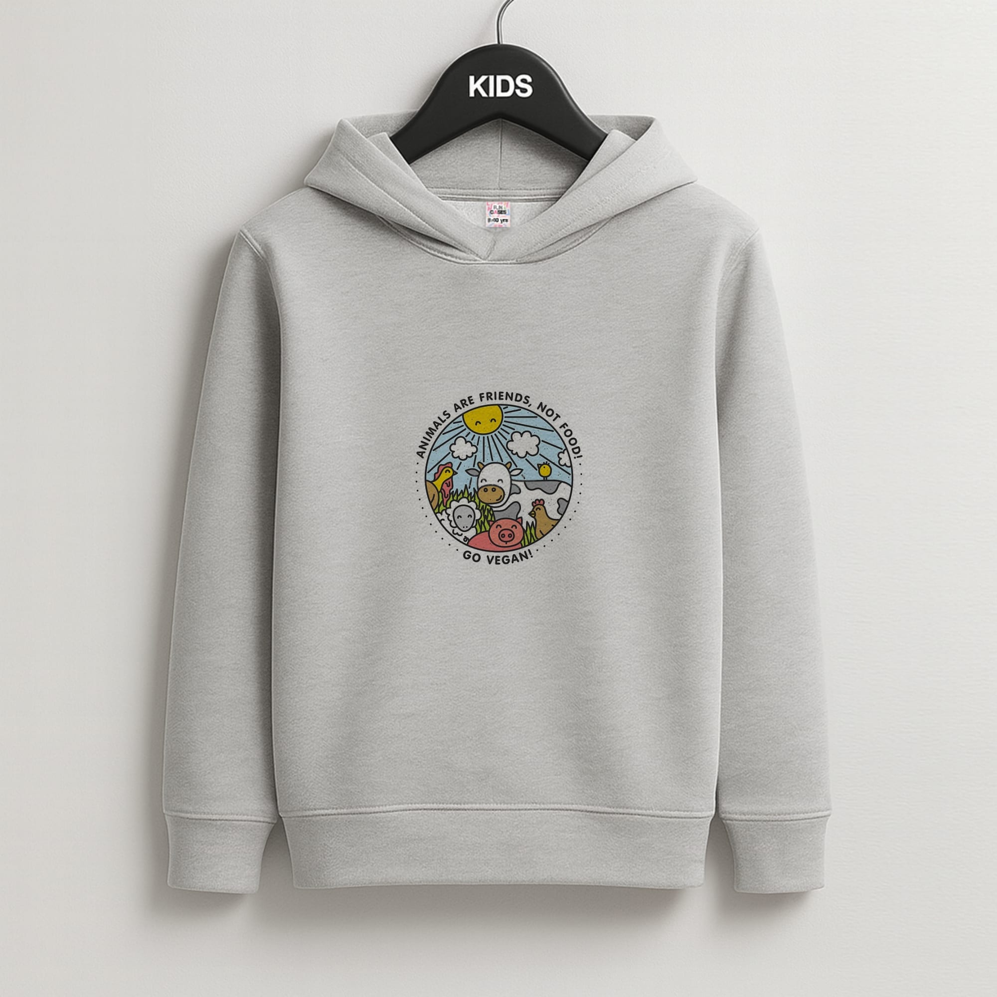Animals Are Friends, Not Food - Vegan Kids Grey Hoodie