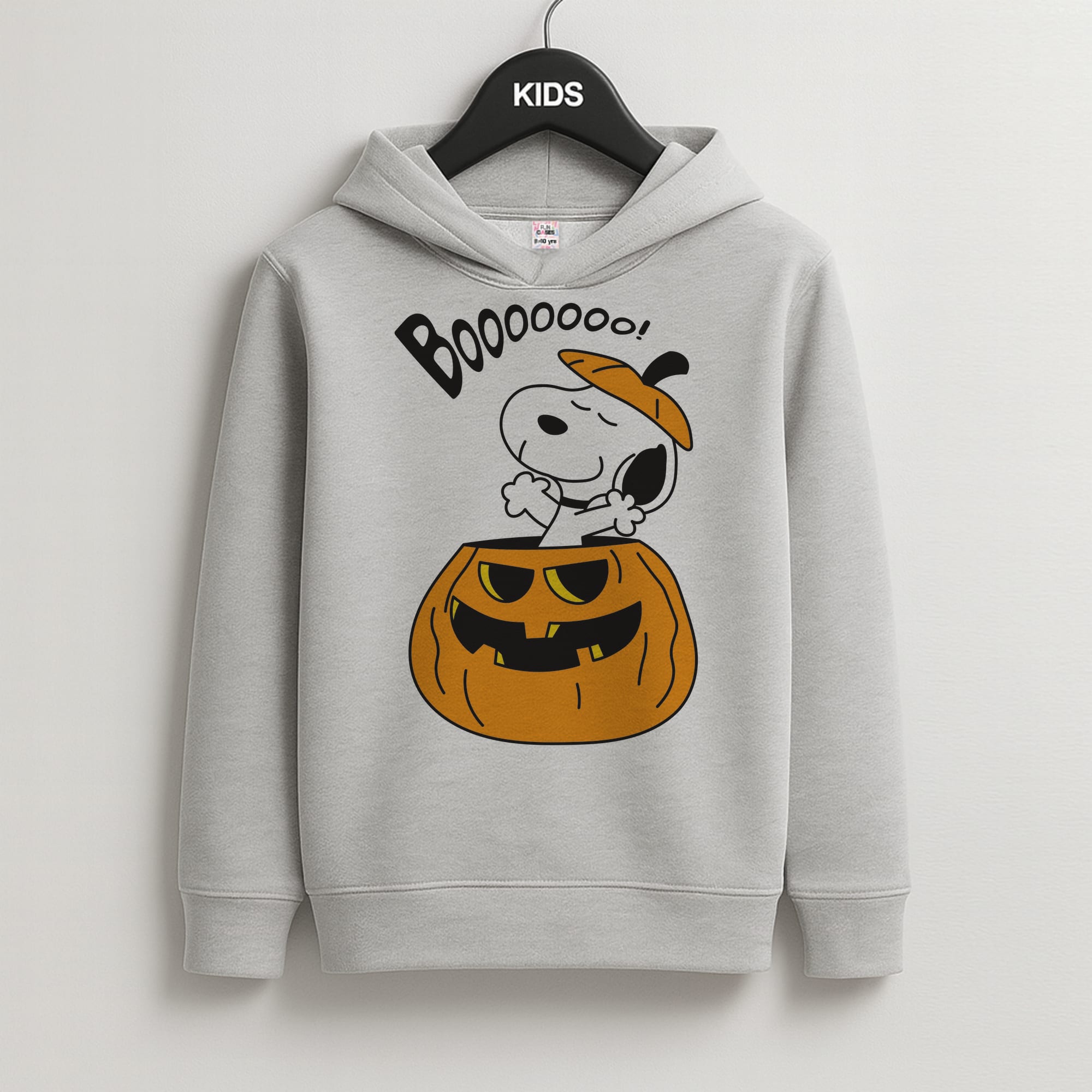 Cartoon Beagle Pumpkin Kids Grey Hoodie