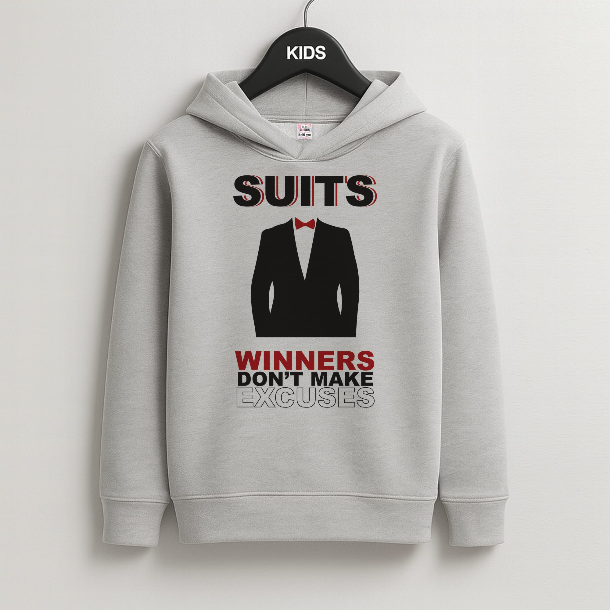 Winners Don't Make Excuses Kids Grey Hoodie